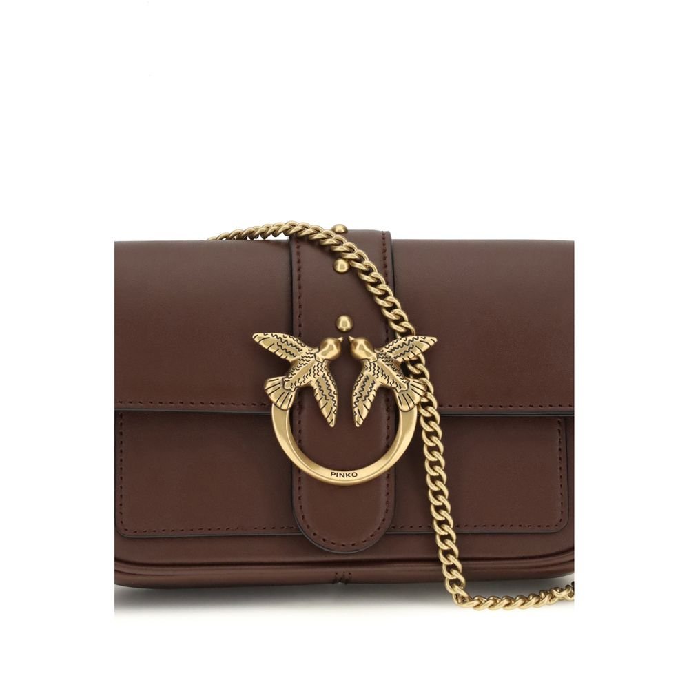 PINKO Brown Calf Leather Bos Taurus Shoulder Bag - Image 4