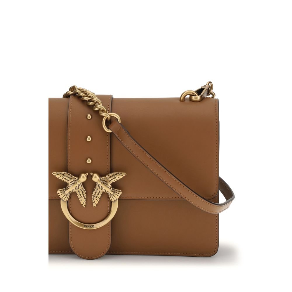 PINKO Brown Calf Leather Bos Taurus Shoulder Bag - Image 4