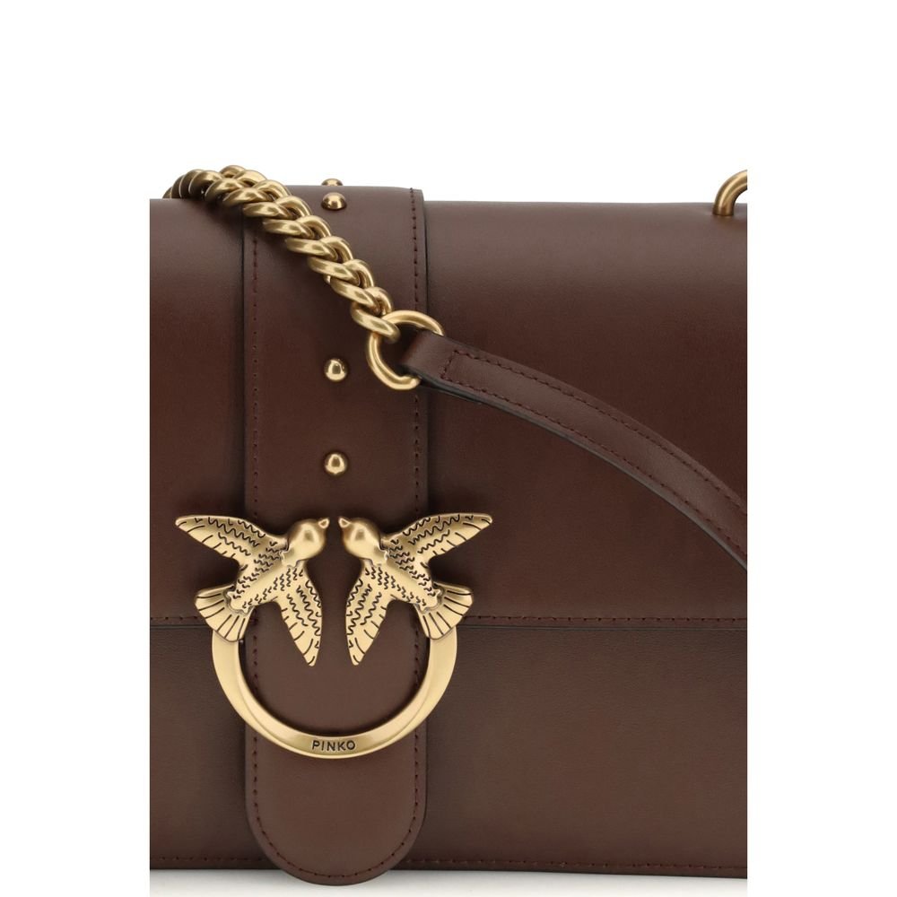 PINKO Brown Calf Leather Bos Taurus Shoulder Bag - Image 4