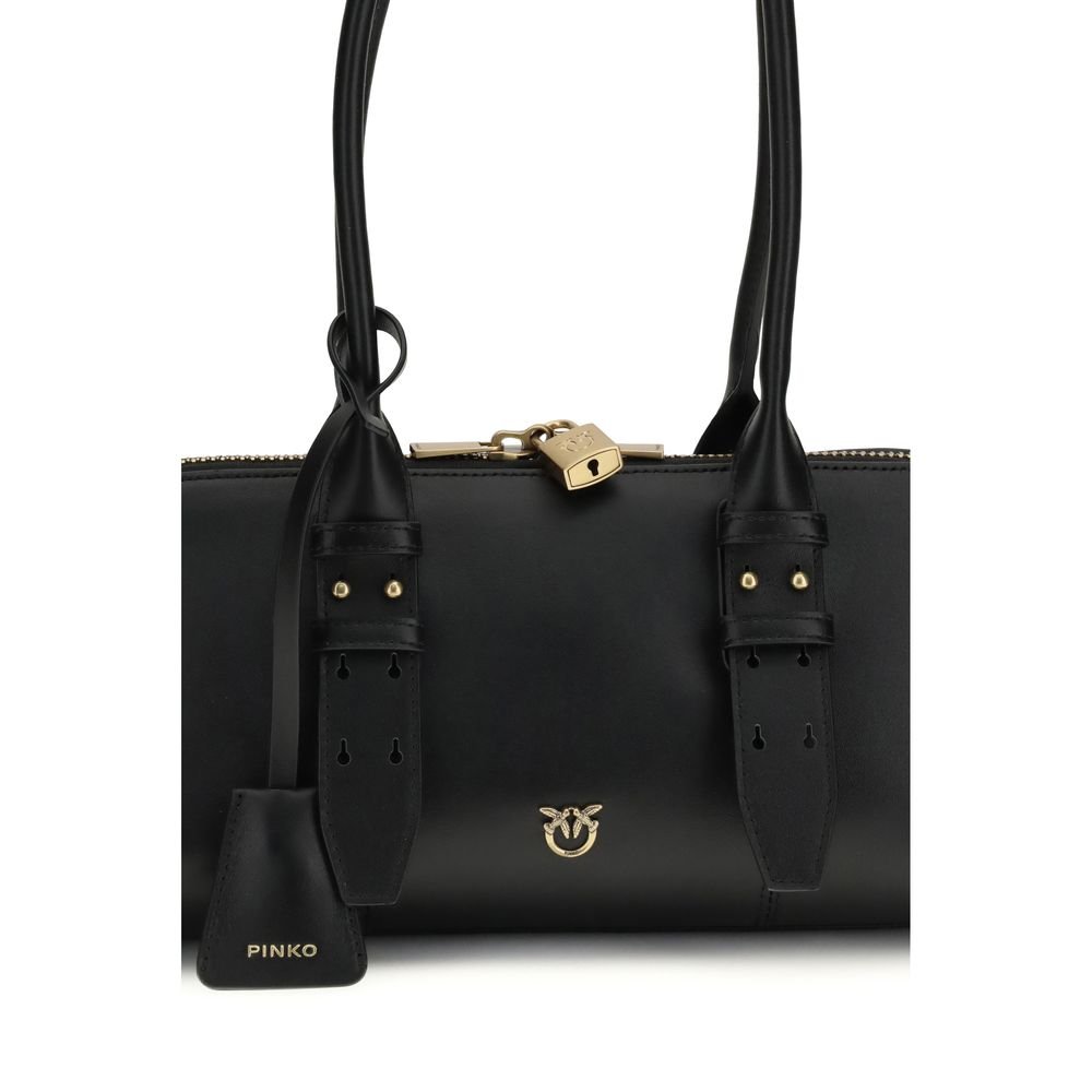 PINKO Black Calf Leather Bos Taurus Shoulder Bag - Image 4