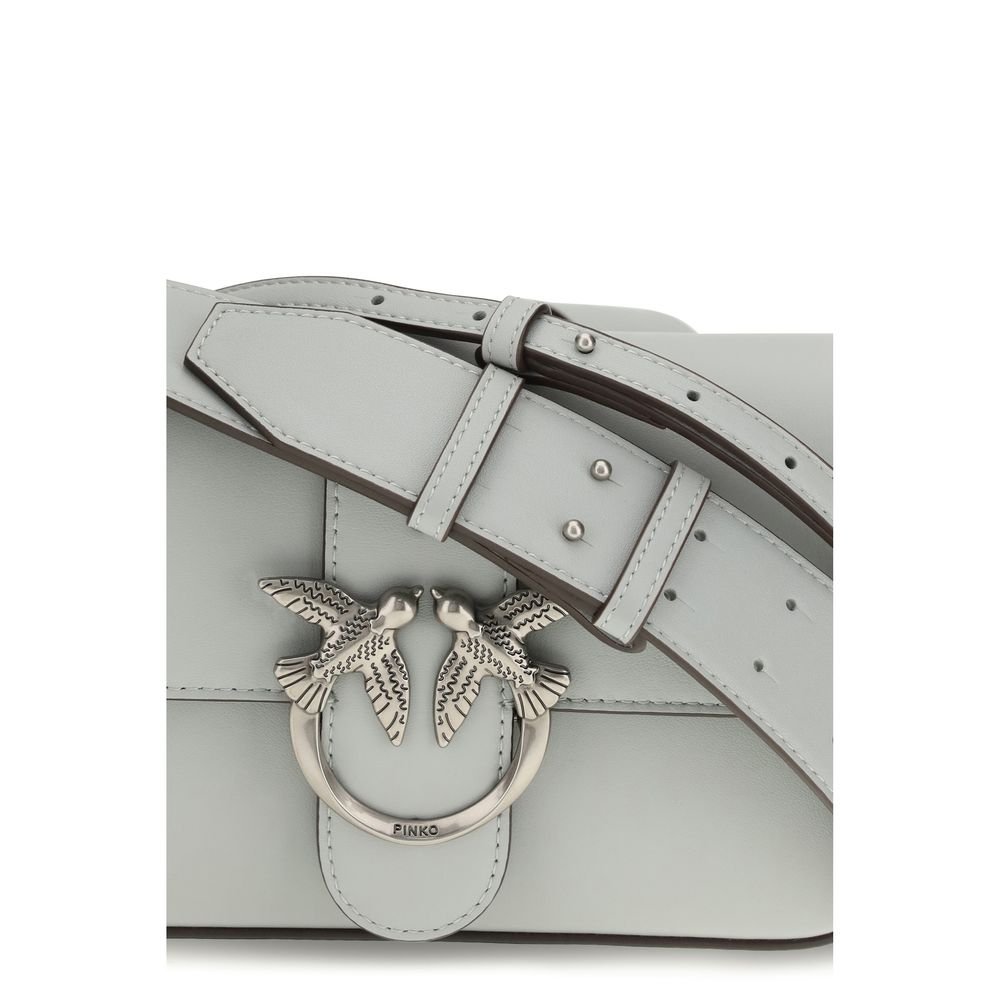 PINKO Gray Calf Leather Bos Taurus Shoulder Bag - Image 4