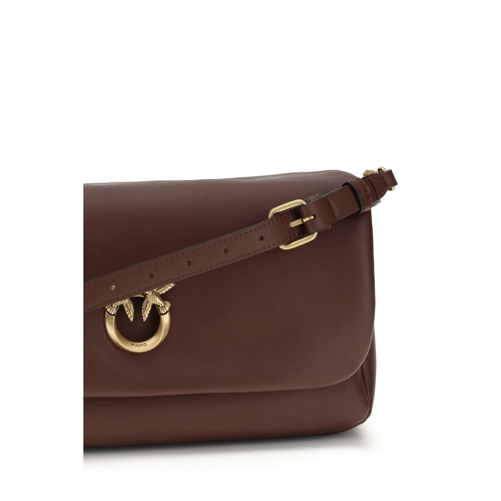 PINKO Brown Calf Leather Bos Taurus Shoulder Bag - Image 4