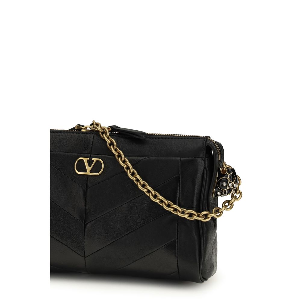 Valentino Garavani Black Calf Leather Bos Taurus Shoulder Bag - Image 4