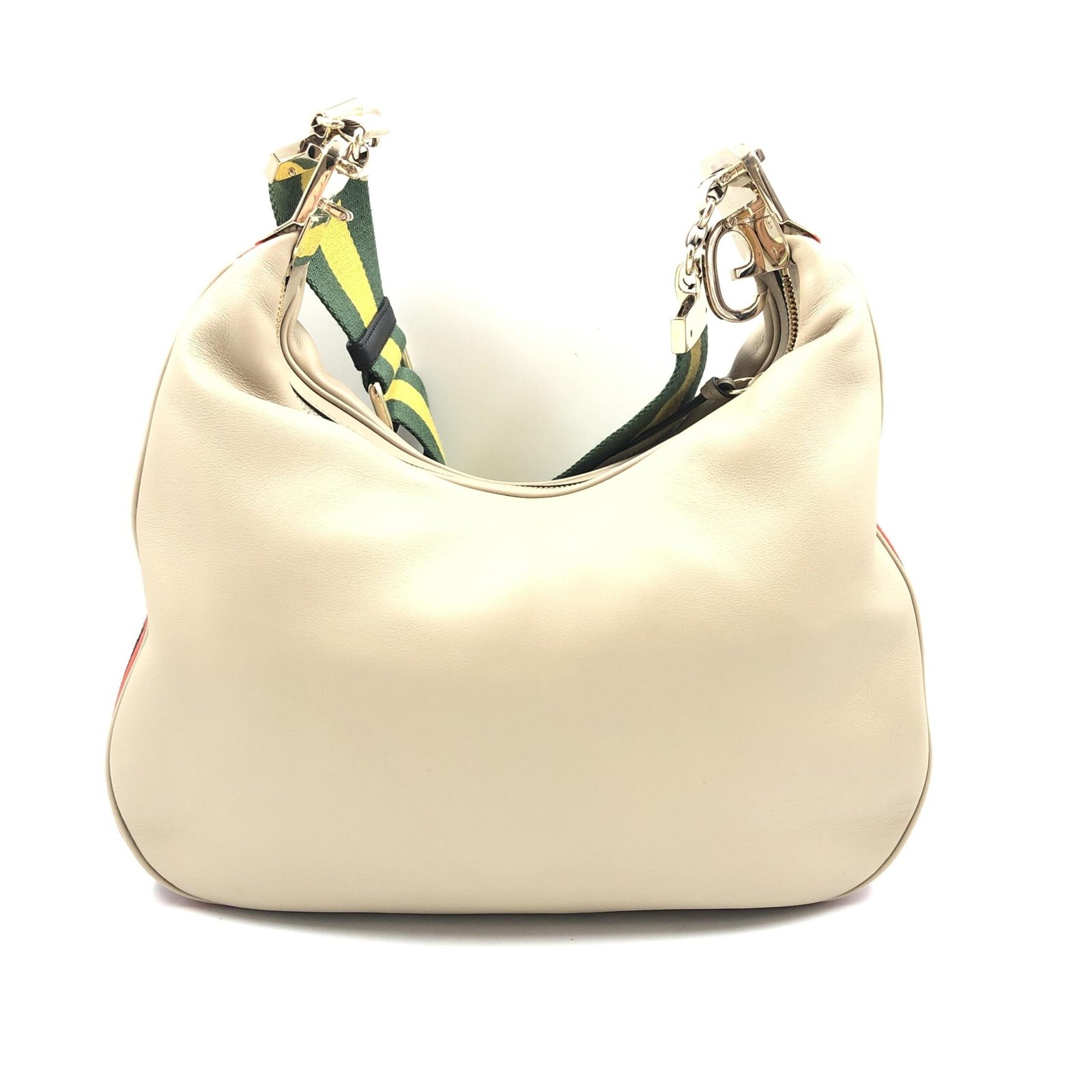 Gucci Aria Calfskin Web Large Attache Shoulder Bag Beige - Image 2