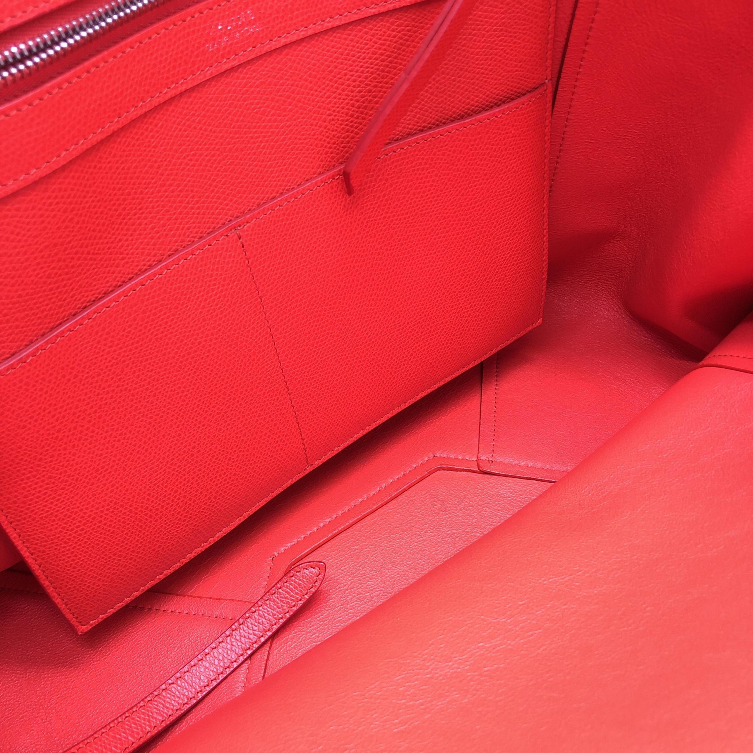 Celine Cabas Phantom Red Pebbled Leather Tote Bag - Image 7
