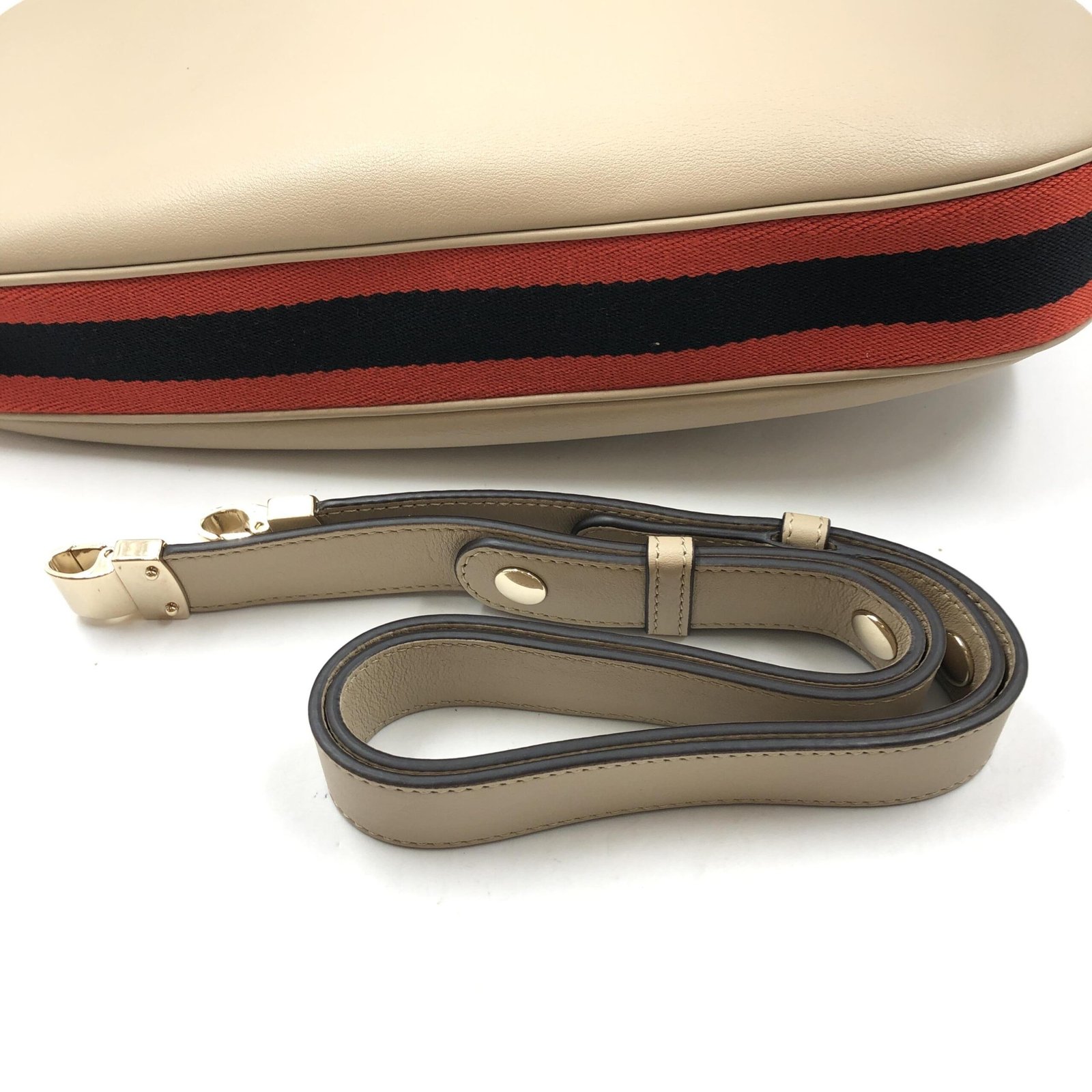 Gucci Aria Calfskin Web Large Attache Shoulder Bag Beige - Image 8