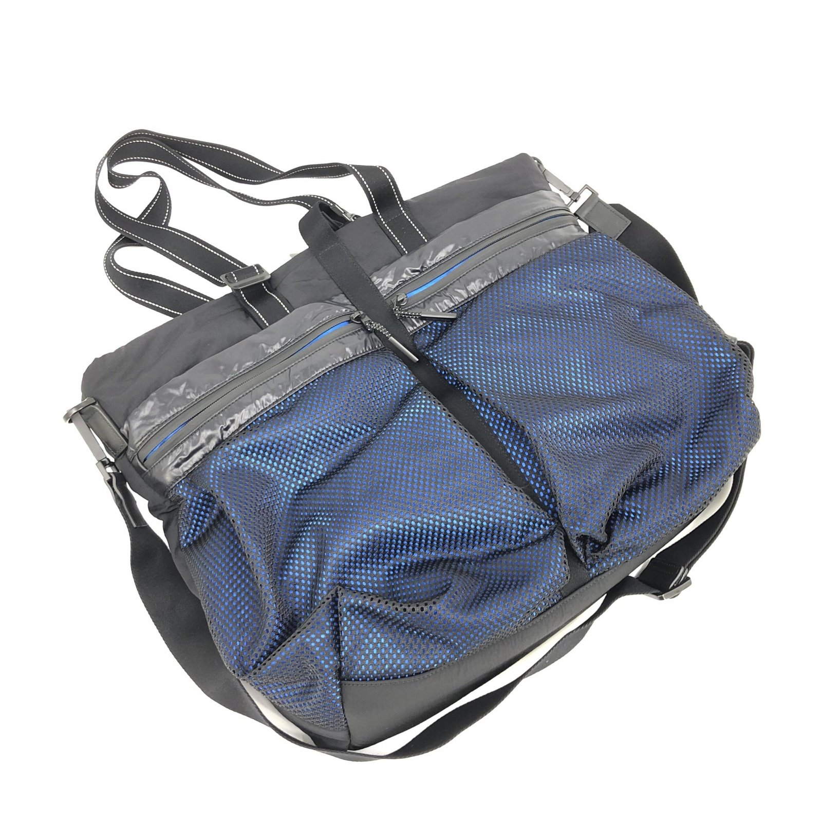 Bottega Veneta Black And Blue Nylon Convertible Tote - Image 3