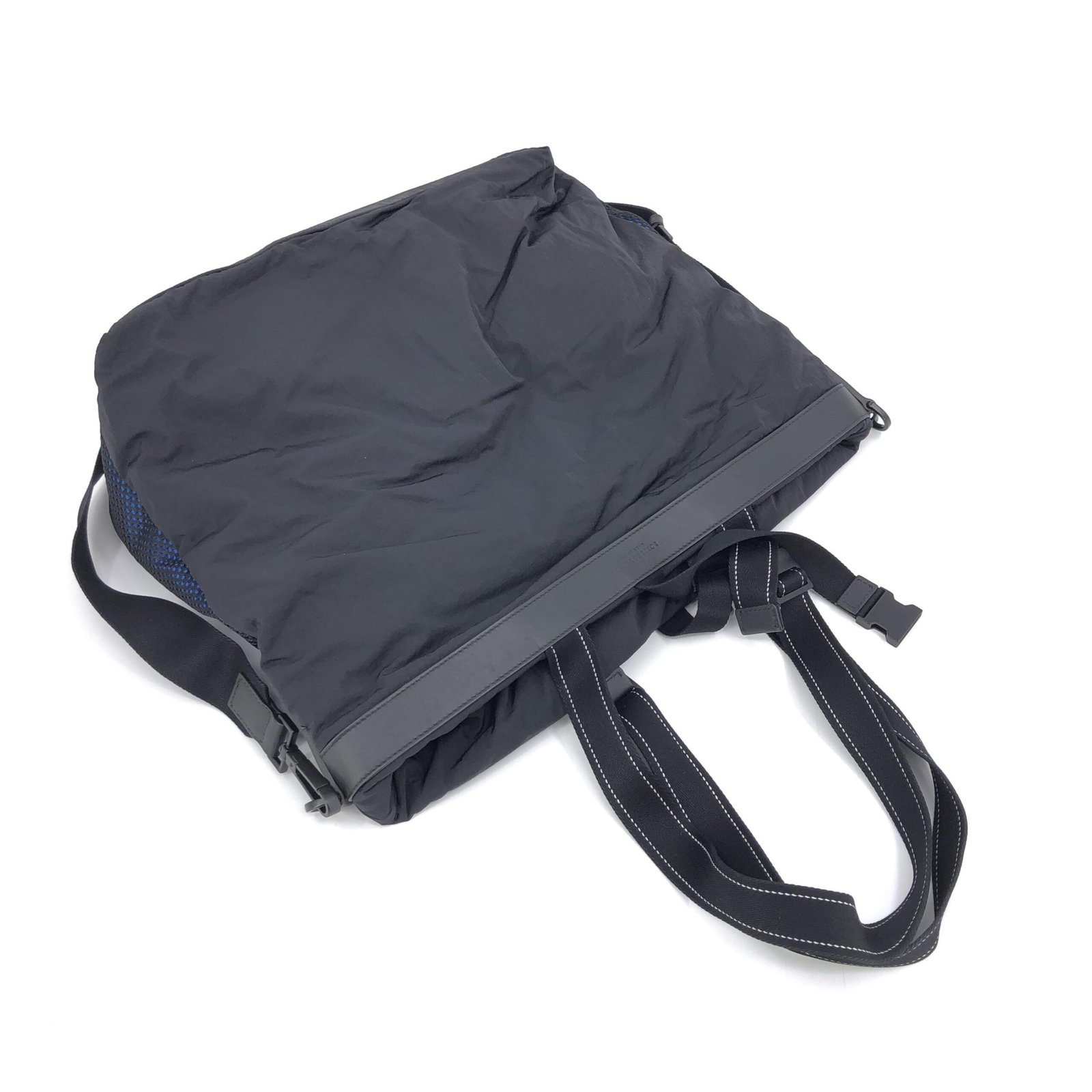 Bottega Veneta Black And Blue Nylon Convertible Tote - Image 4