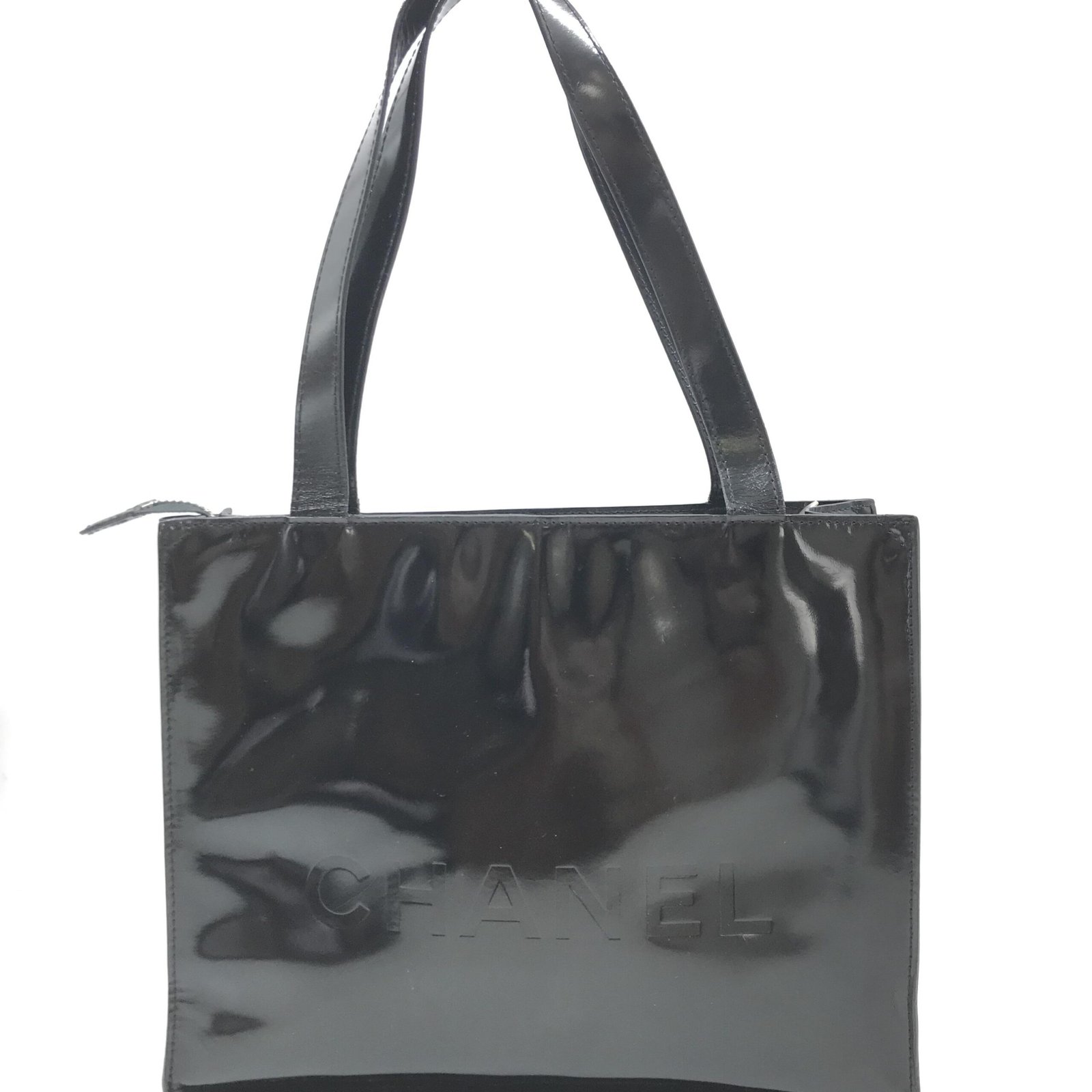 Chanel Black Patent Leather Tote - Image 2
