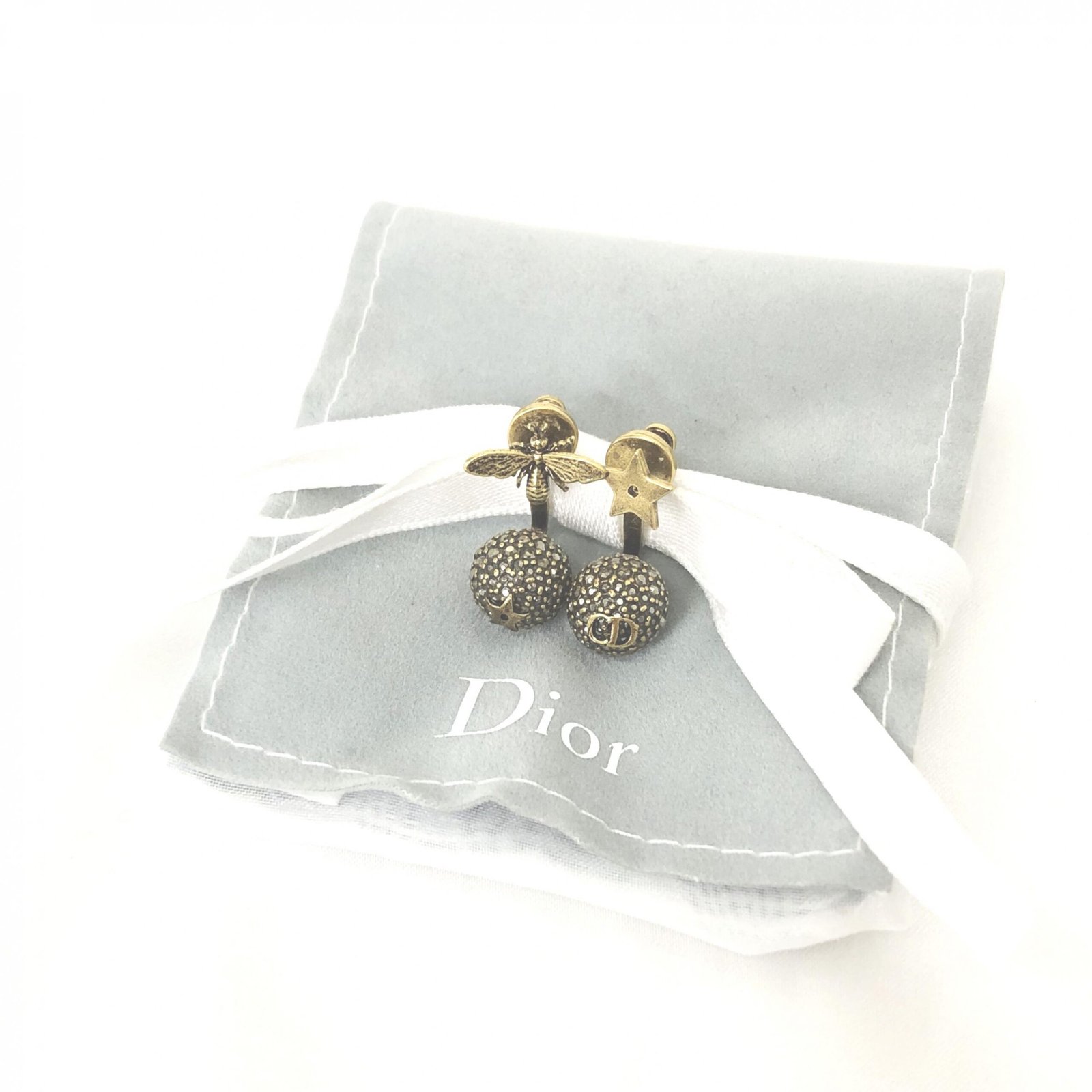 Christian Dior Crystal Embellished Metal Bee Earrings - Image 2