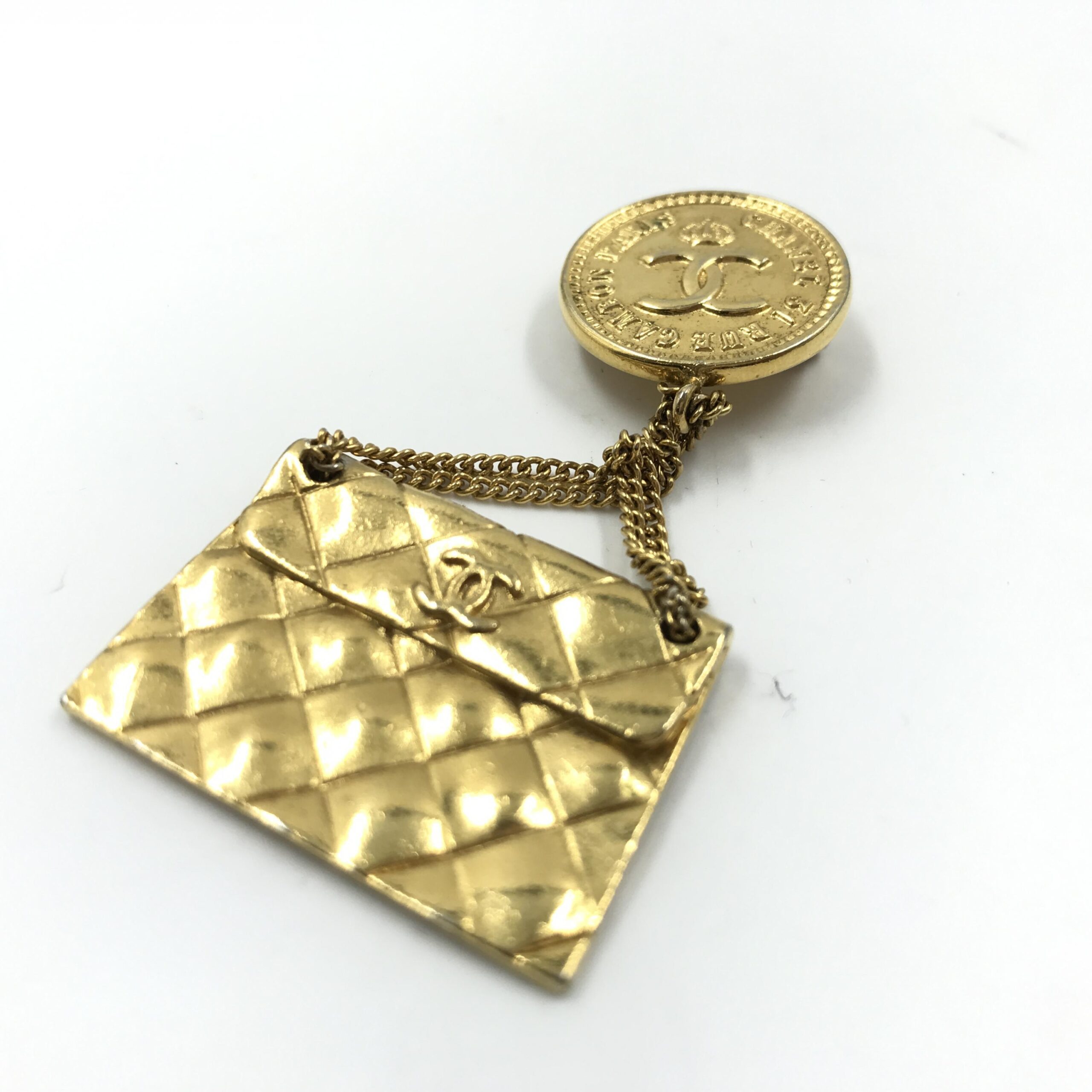 Chanel Gold Plated Bag Motif Brooch - Image 2
