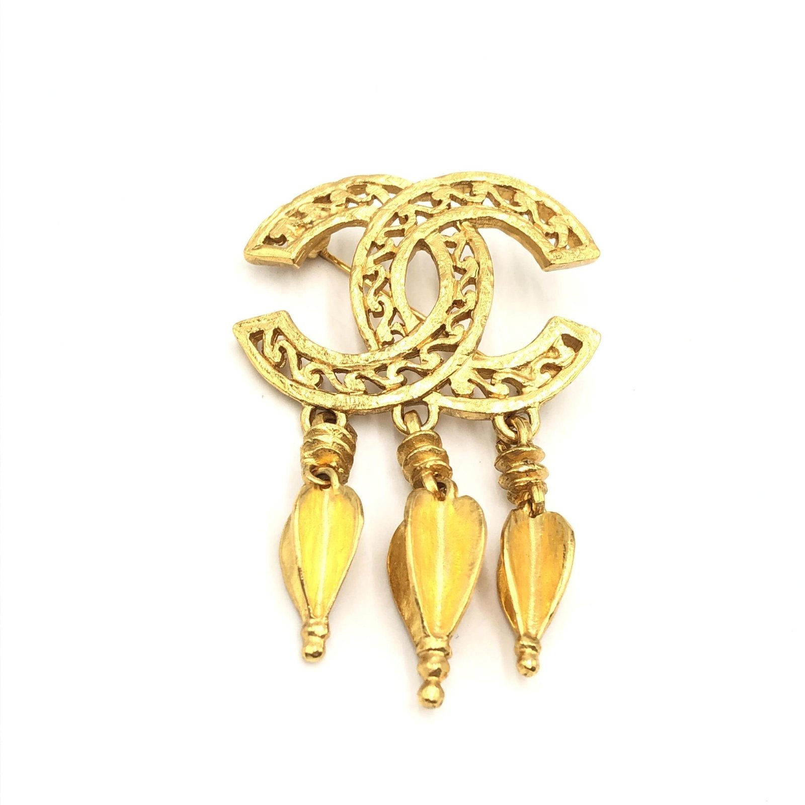 Chanel Gold Plated CC Logo Brooch - Image 2