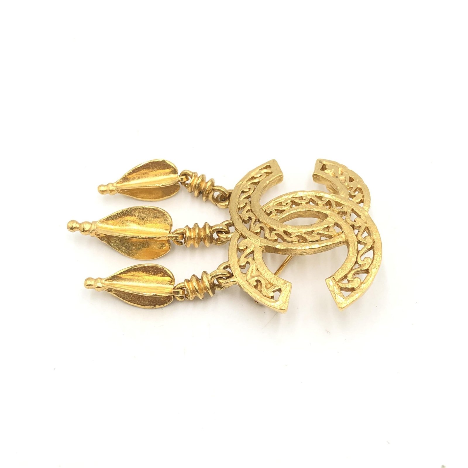 Chanel Gold Plated CC Logo Brooch - Image 3