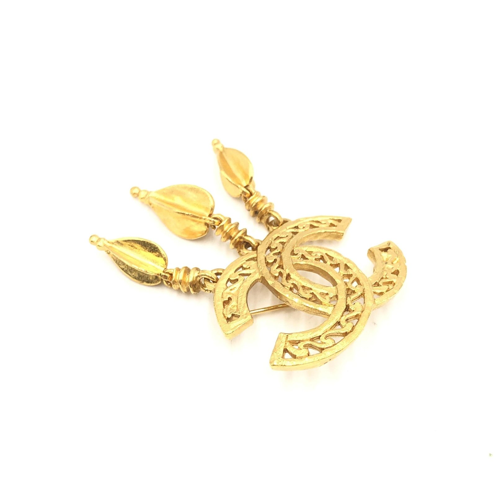 Chanel Gold Plated CC Logo Brooch - Image 4