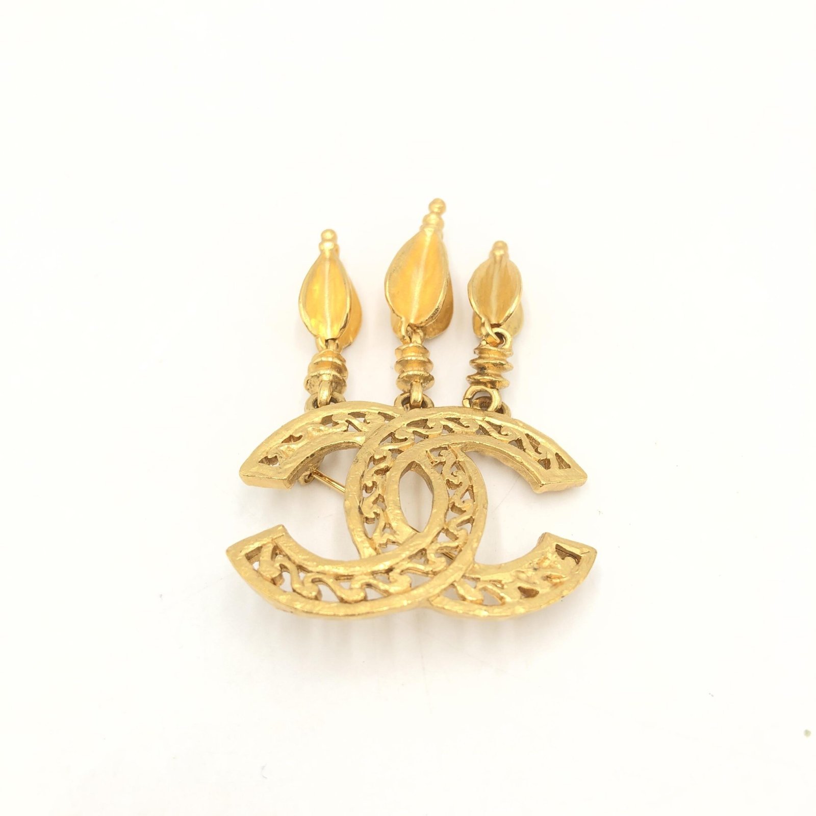 Chanel Gold Plated CC Logo Brooch - Image 5