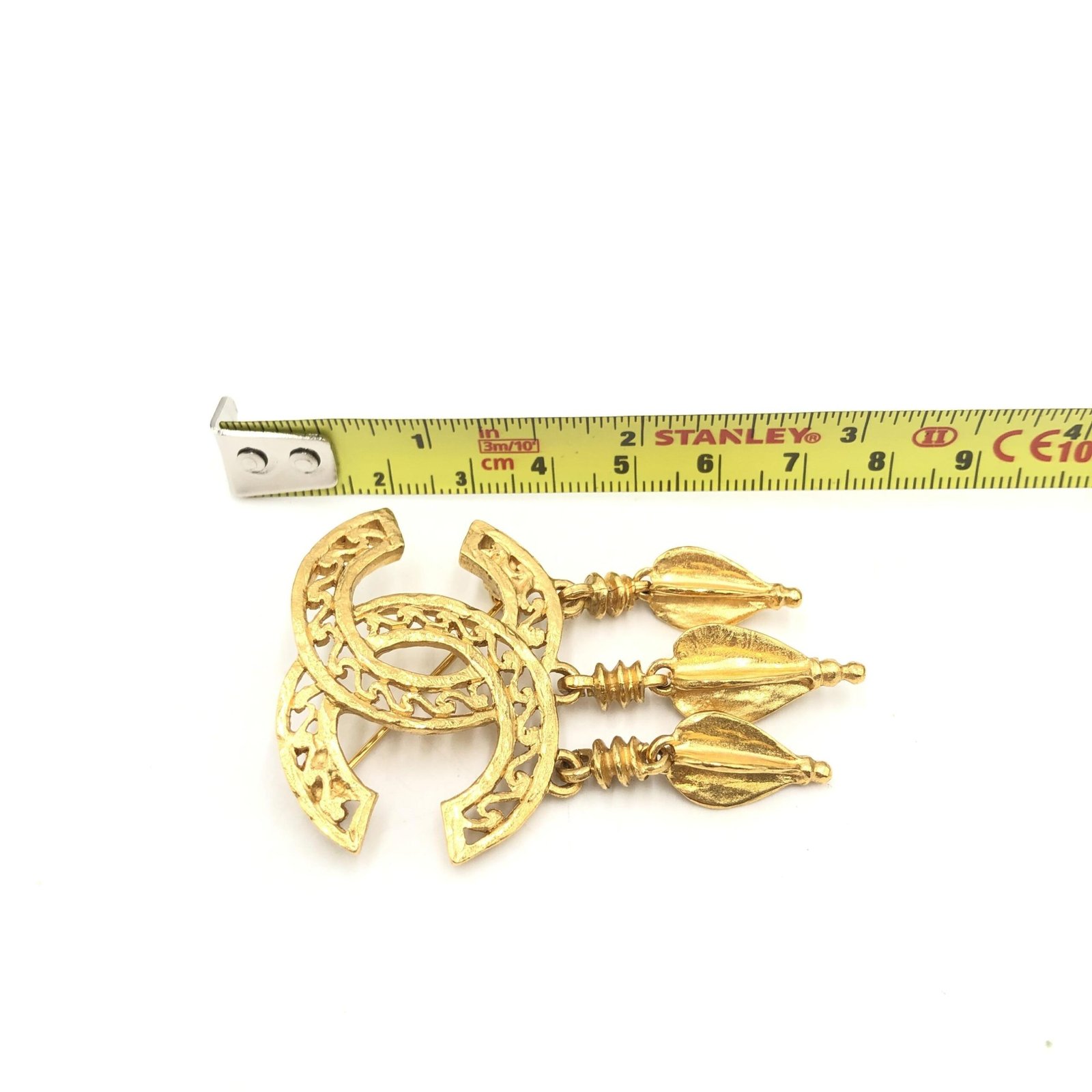 Chanel Gold Plated CC Logo Brooch - Image 7