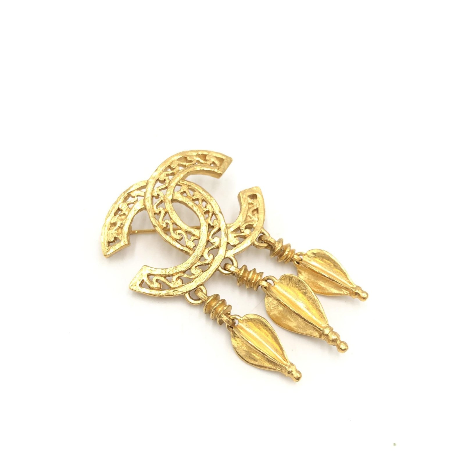 Chanel Gold Plated CC Logo Brooch - Image 8