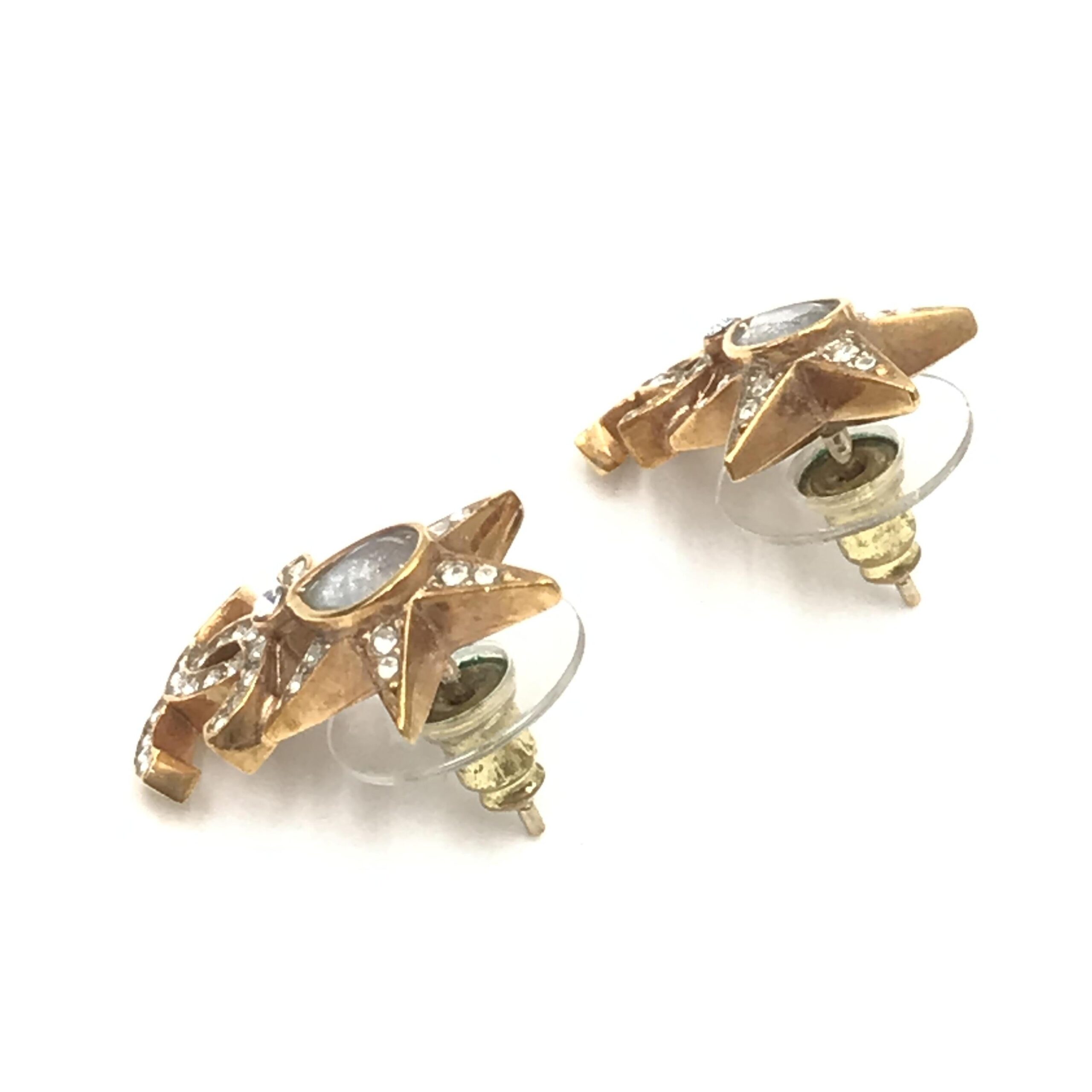 Chanel Gold Plated Star Coco Mark Earrings With Rhinestones - Image 4
