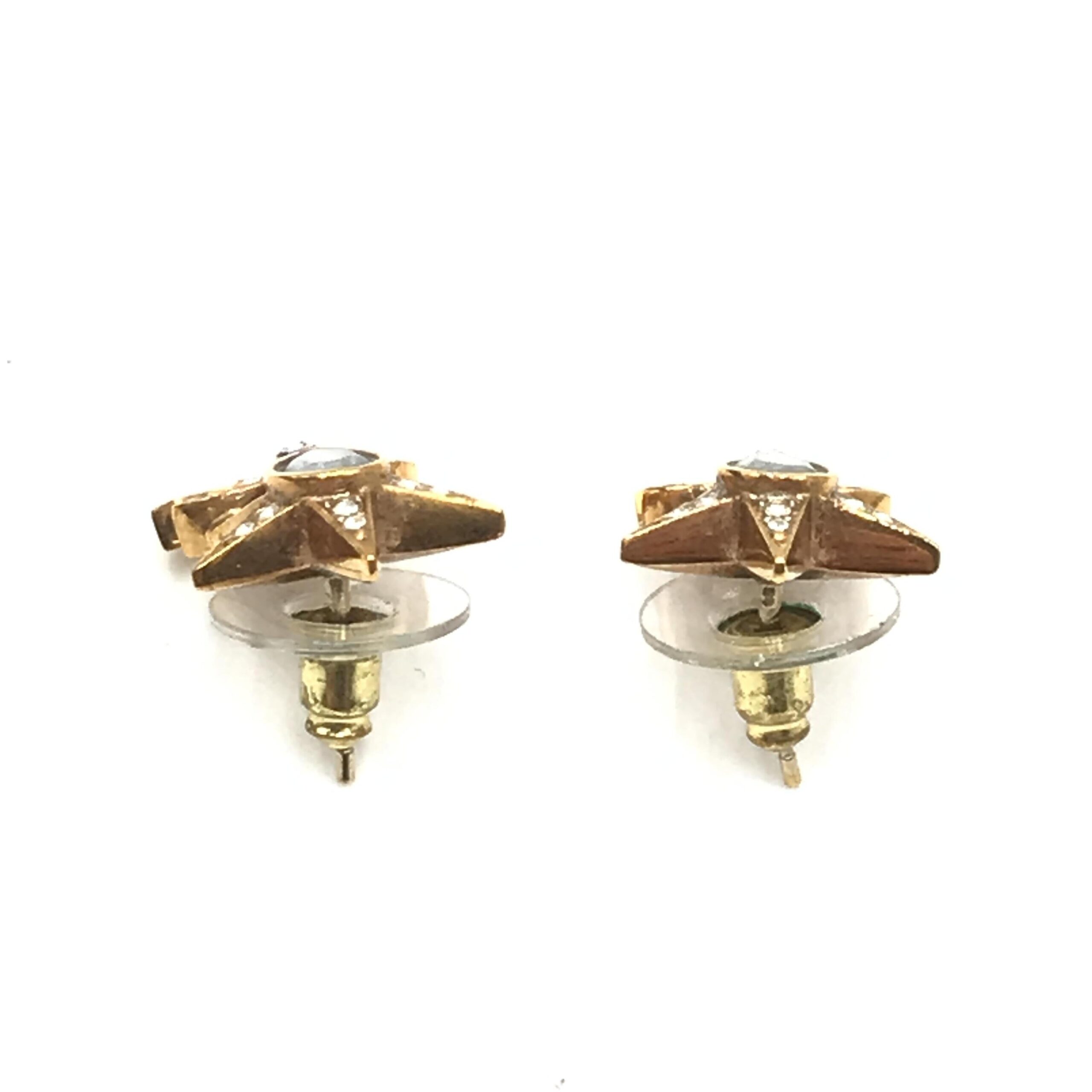 Chanel Gold Plated Star Coco Mark Earrings With Rhinestones - Image 5
