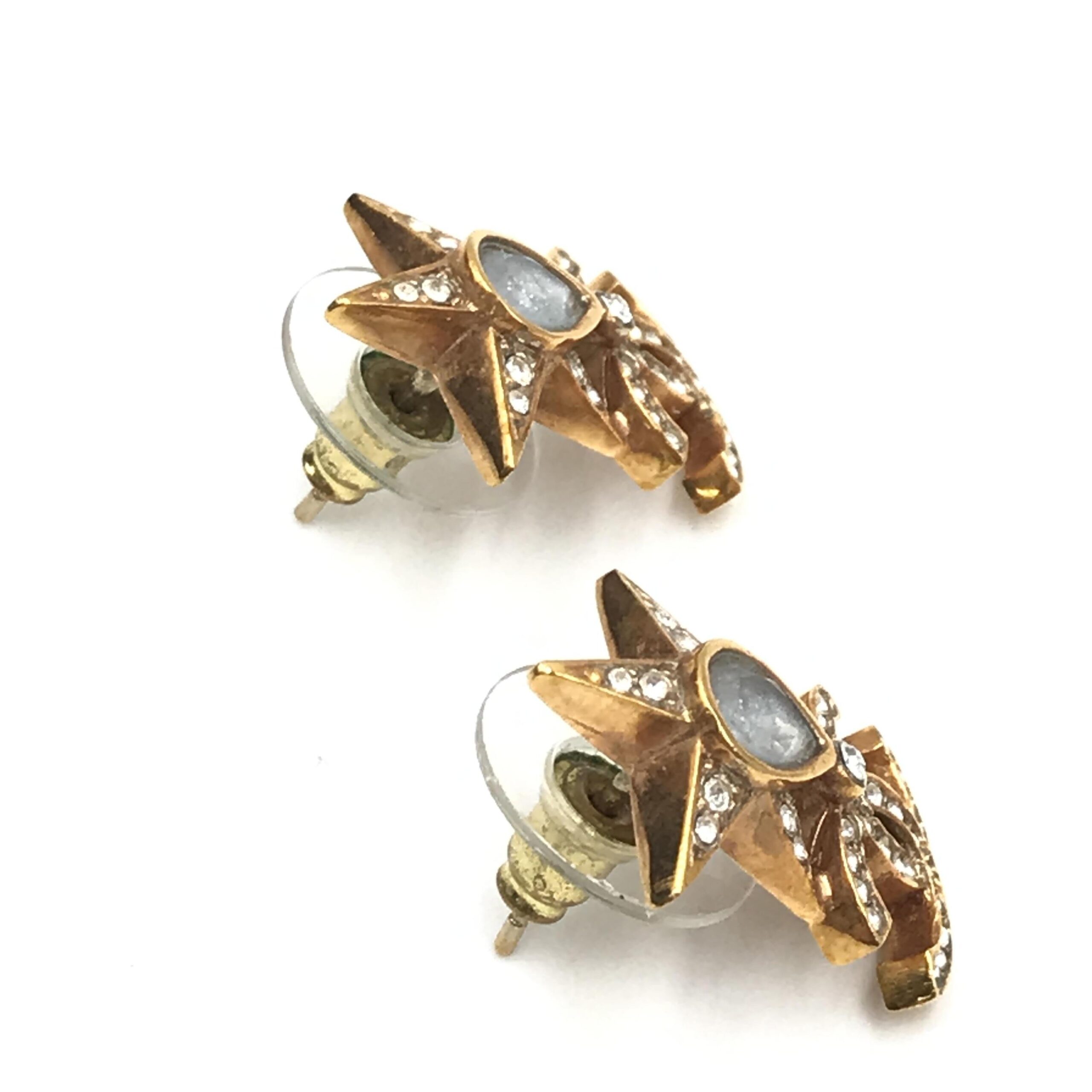 Chanel Gold Plated Star Coco Mark Earrings With Rhinestones - Image 6