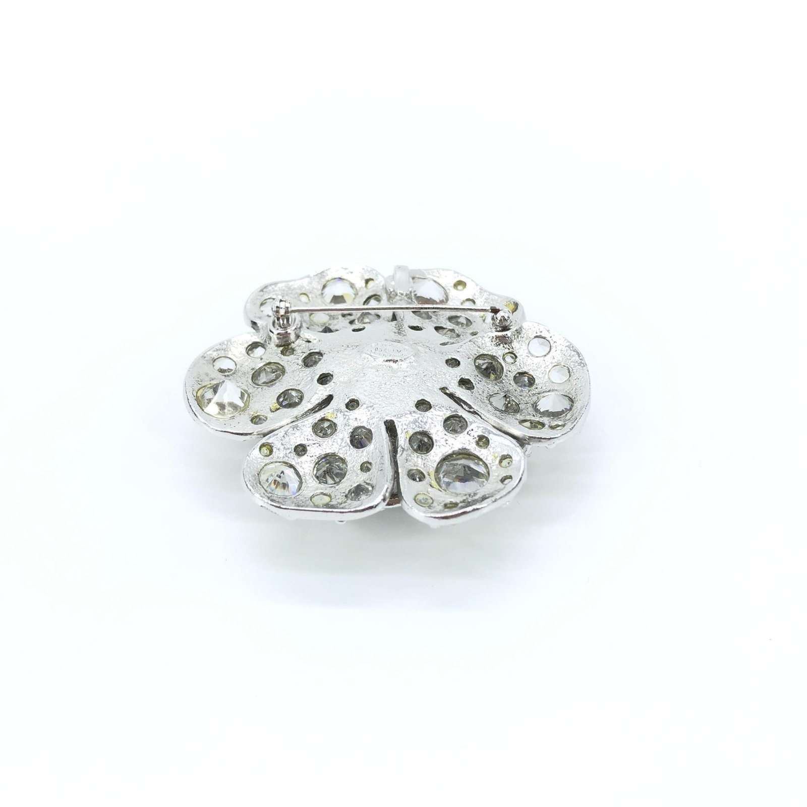Chanel Silver Crystal Camellia Flower Brooch - Image 7