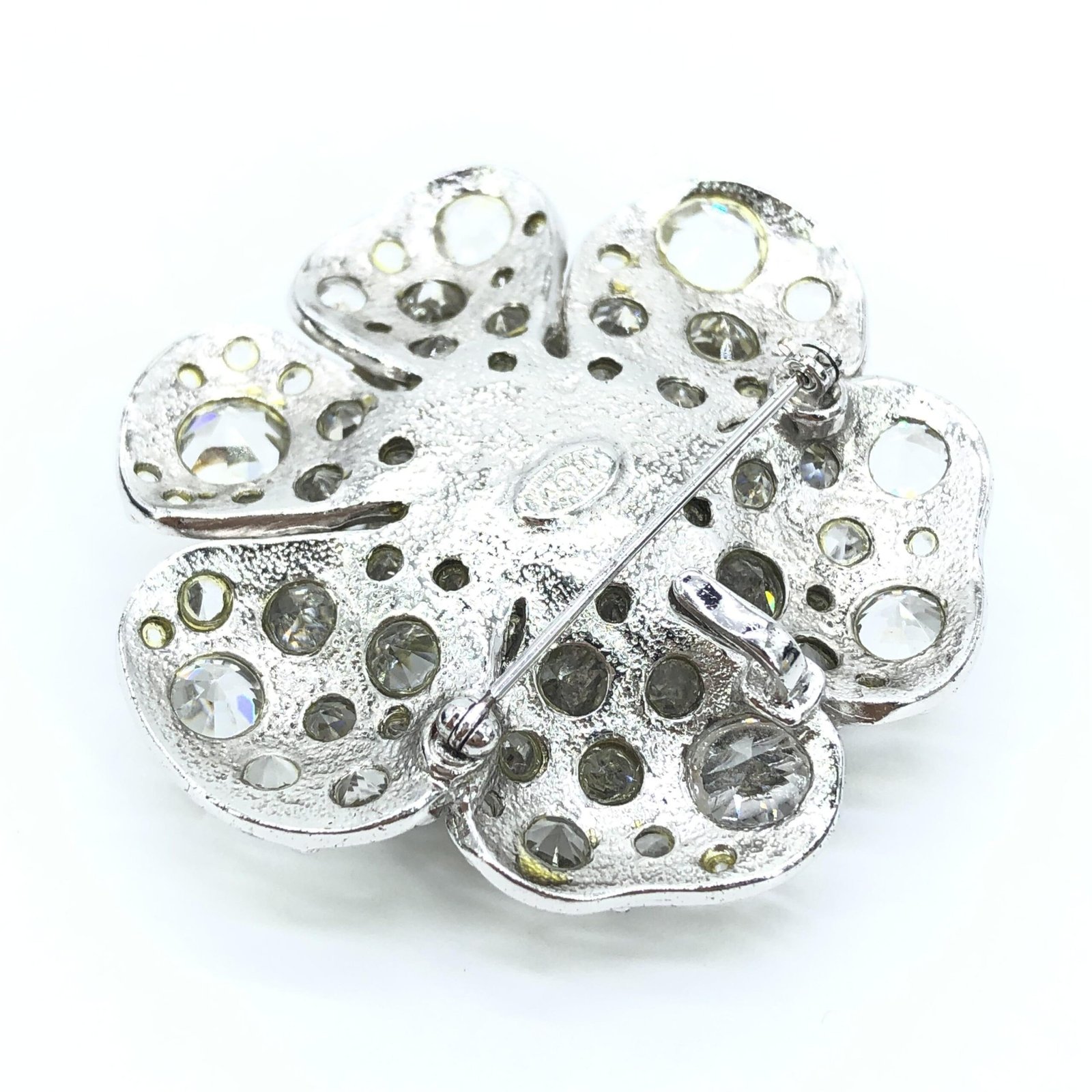 Chanel Silver Crystal Camellia Flower Brooch - Image 8