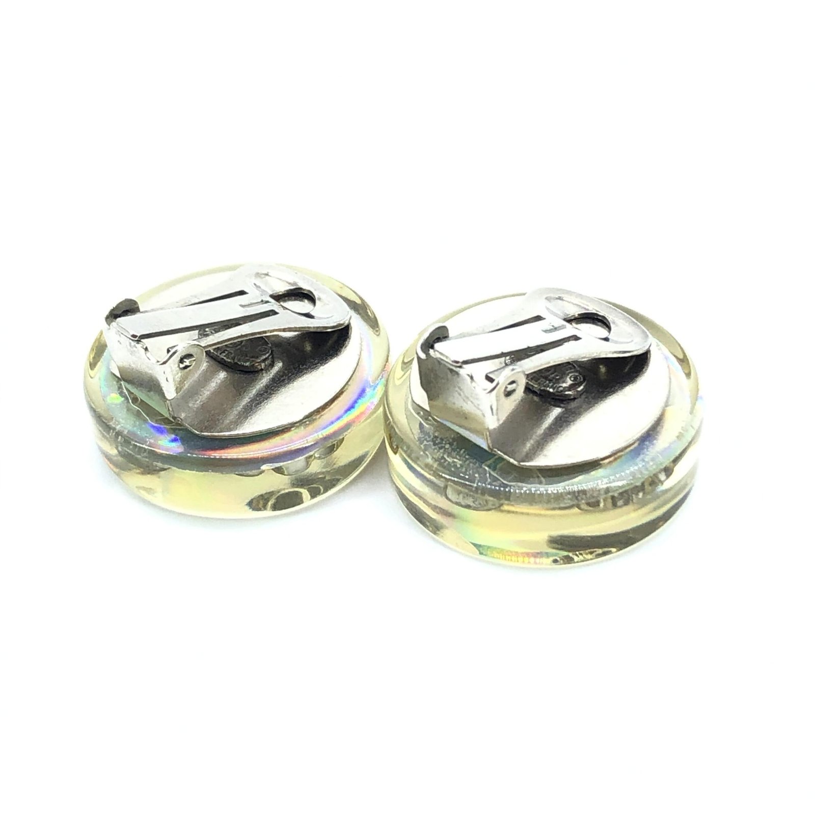 Chanel Vintage Holographic Logo Clip-On Earrings - Image 6
