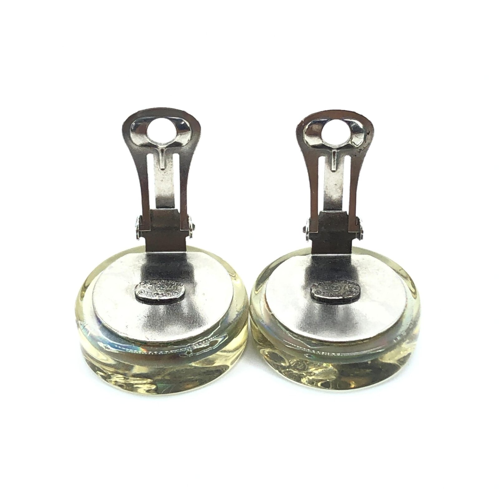 Chanel Vintage Holographic Logo Clip-On Earrings - Image 8