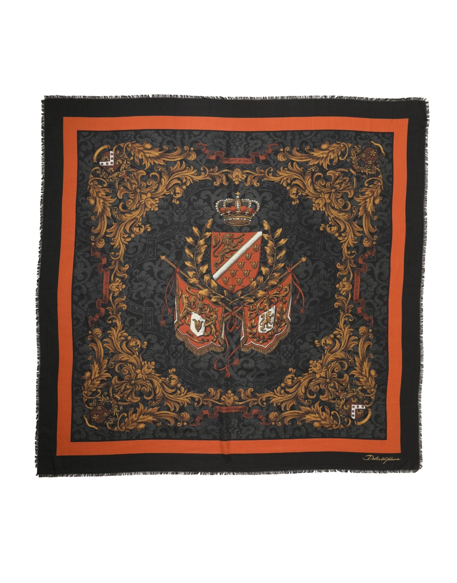 Dolce & Gabbana Multicolor Crest Print Cashmere 272cm x 132cm Men Scarf - Image 2