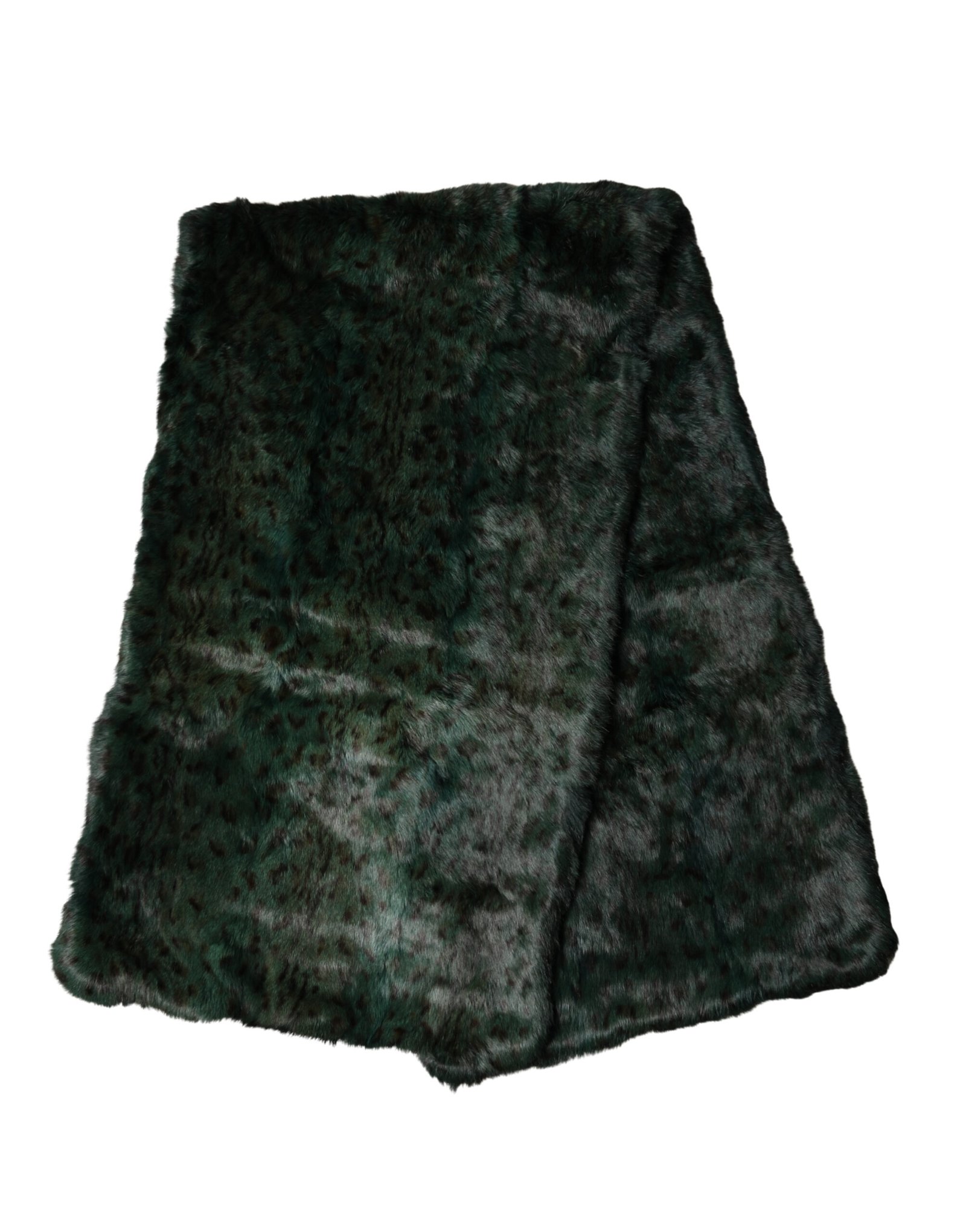 Dolce & Gabbana Black Green Stripe Fur Shawl Neck Wrap 180cm x49cm Scarf - Image 2