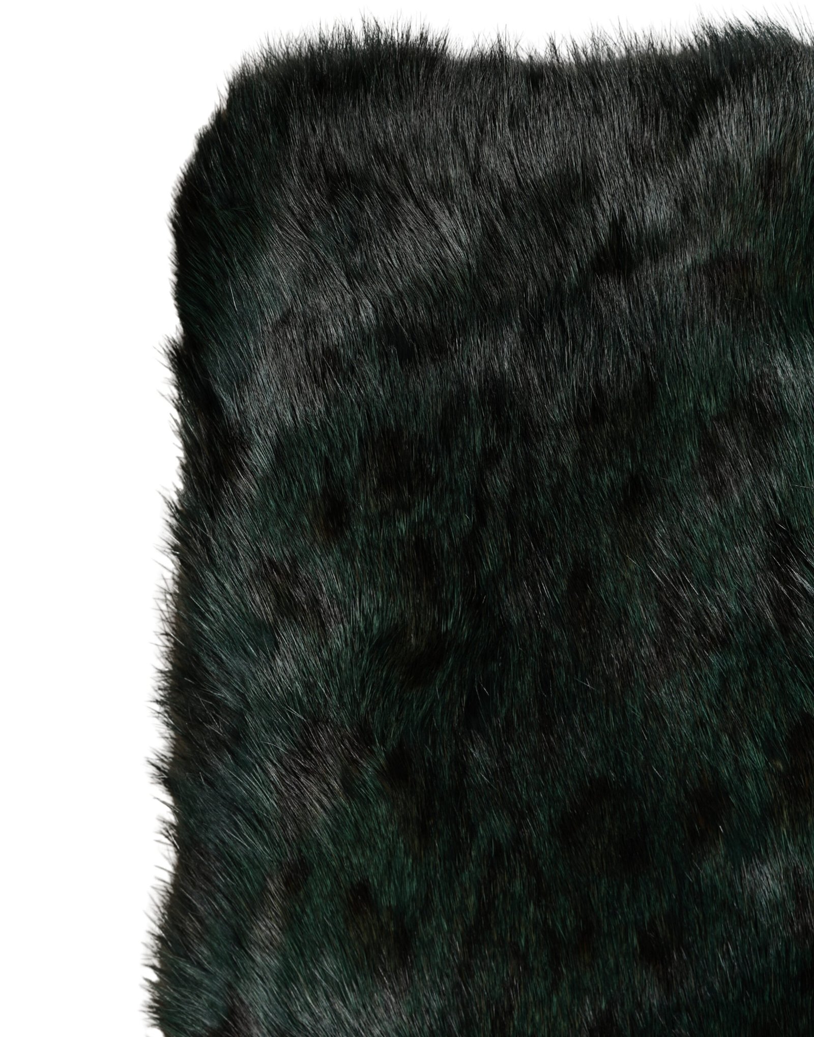 Dolce & Gabbana Black Green Stripe Fur Shawl Neck Wrap 180cm x49cm Scarf - Image 4