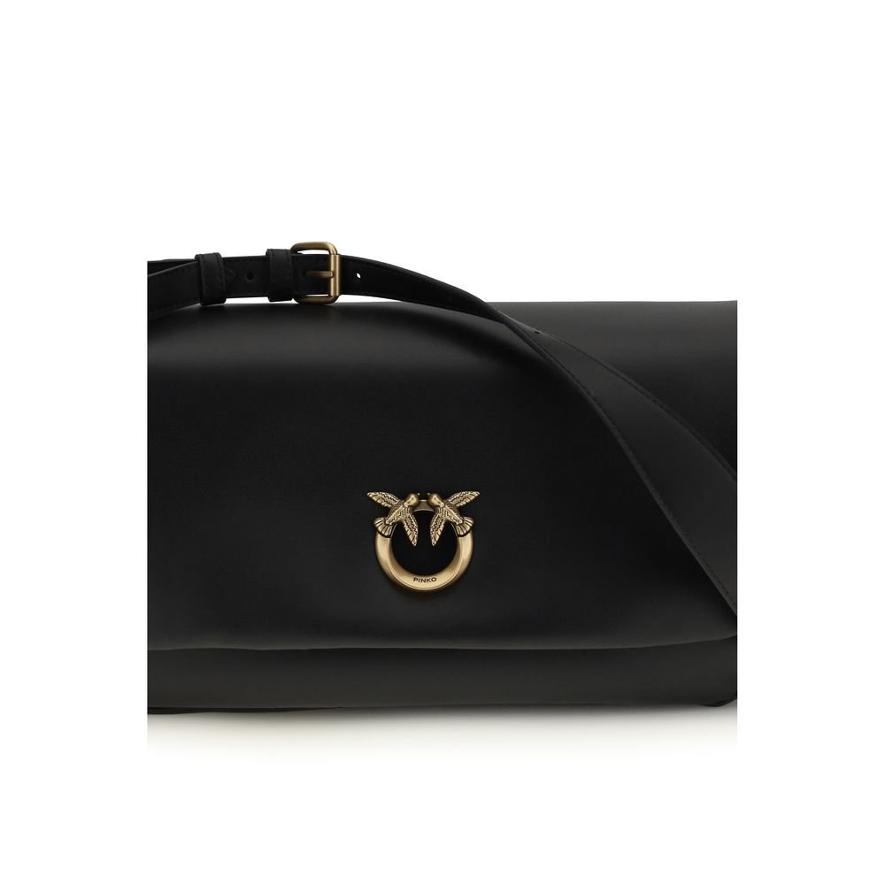 PINKO Black Calf Leather Bos Taurus Shoulder Bag - Image 4