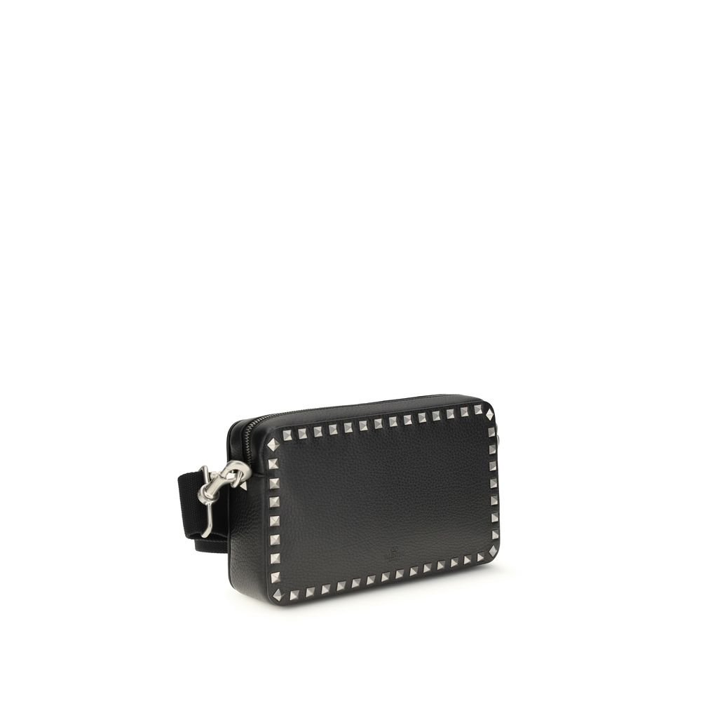 Valentino Garavani Black Calf Leather Bos Taurus Shoulder Bag - Image 3
