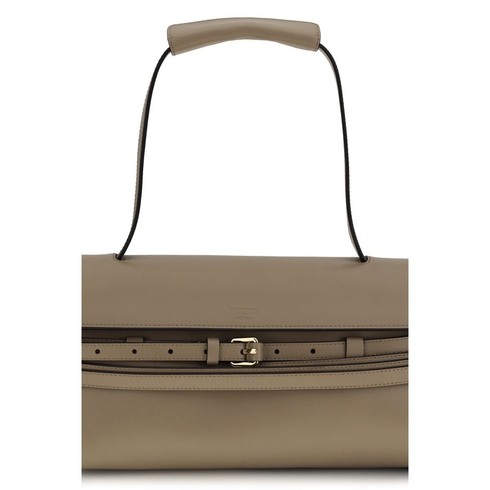 Moschino Beige Calf Leather Bos Taurus Shoulder Bag - Image 4