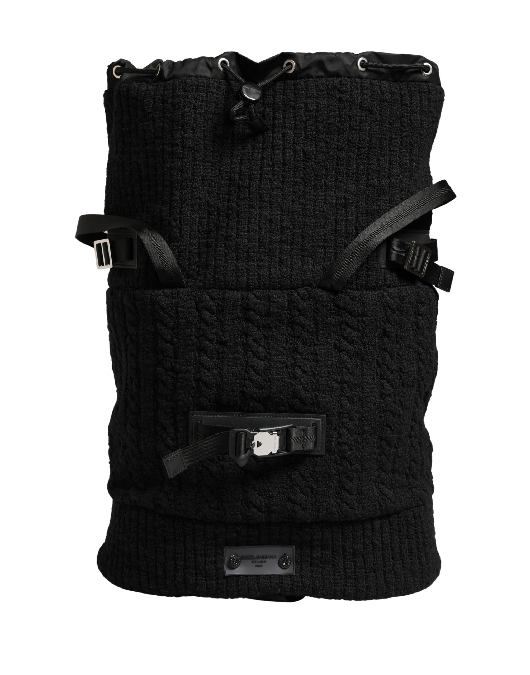 Dolce & Gabbana Black Tricot Wool Blend Duffel Backpack Travel Borse Bag - Image 2