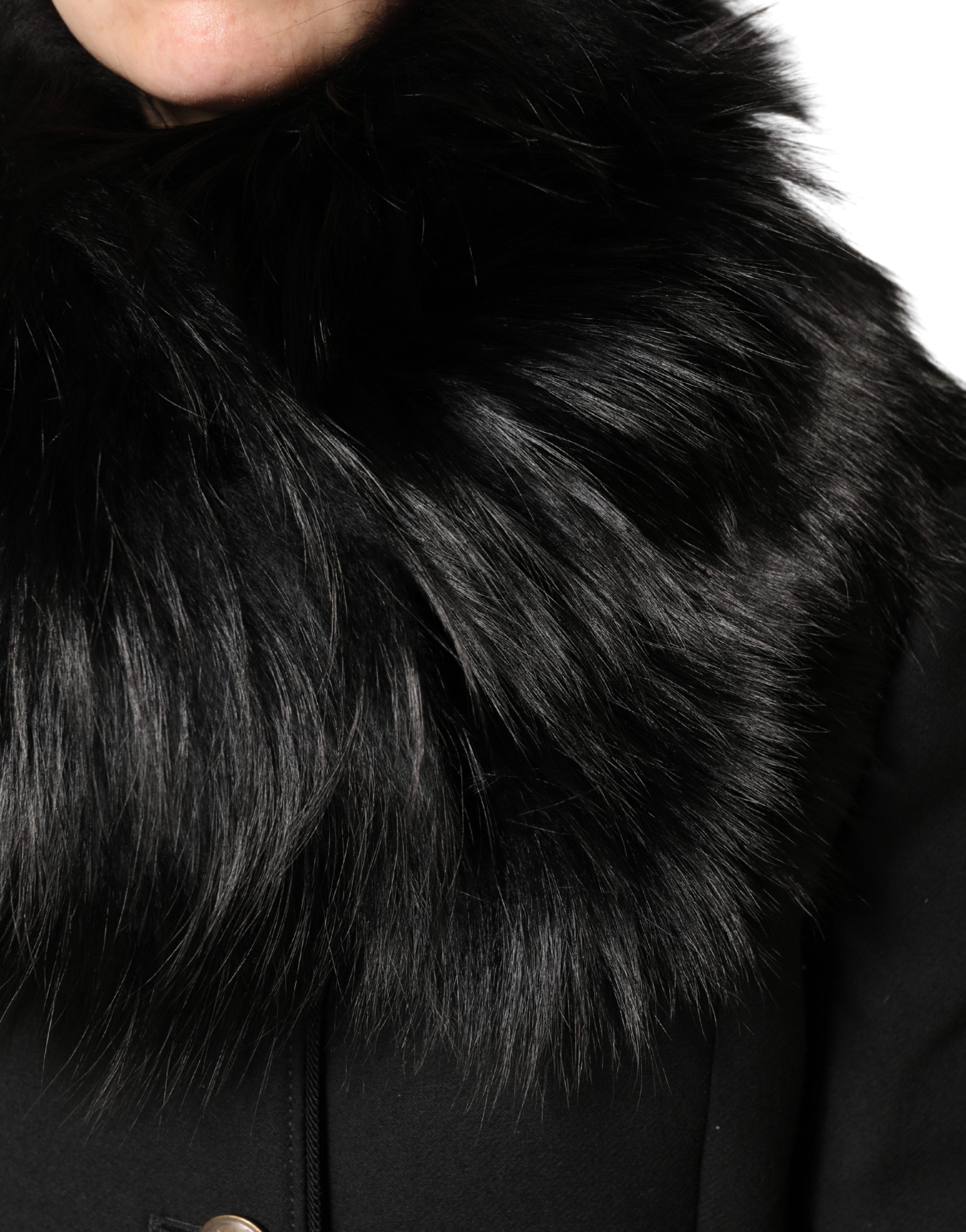 Dolce & Gabbana Black Fur Shoulder Collar Wrap Shawl Scarf - Image 4