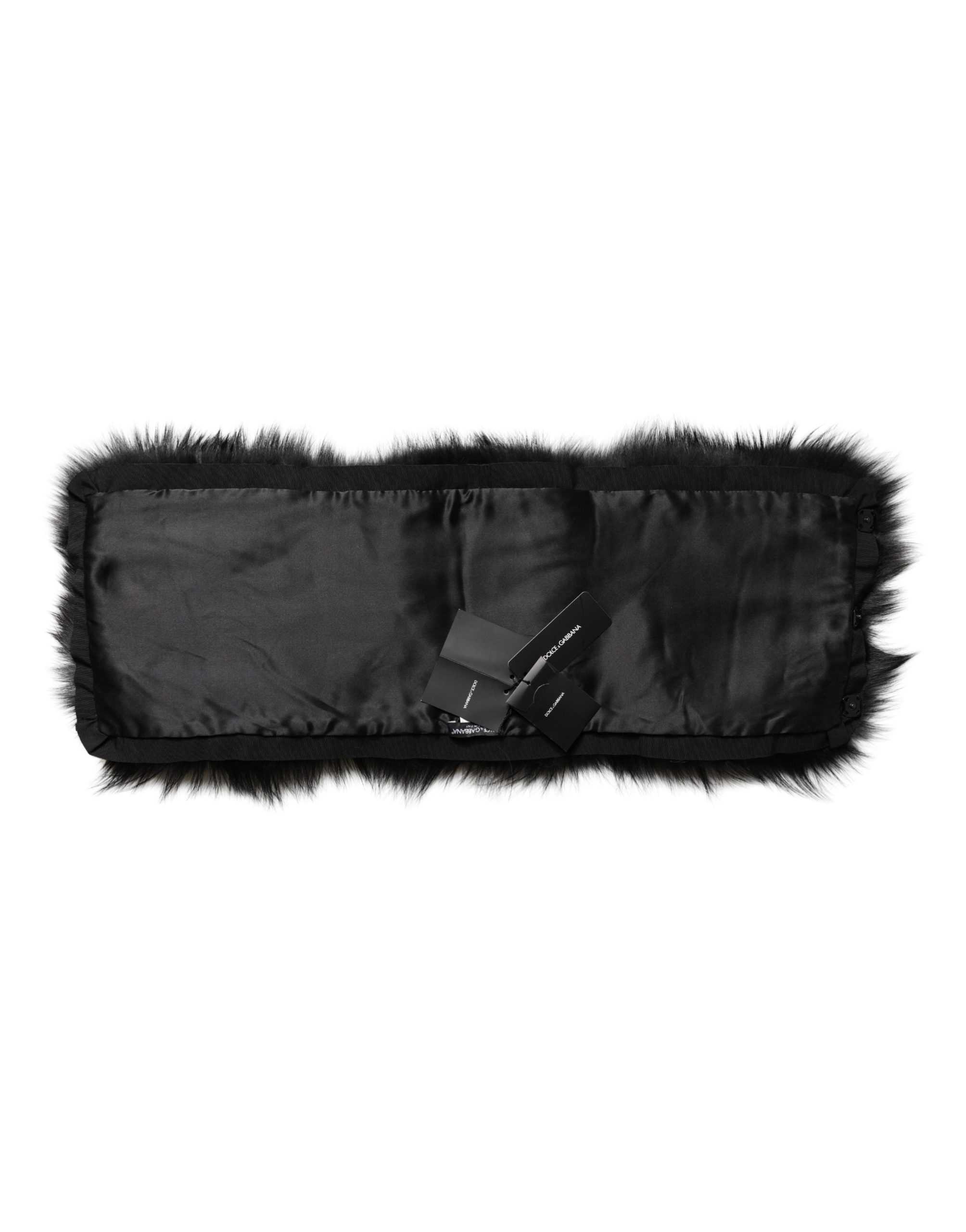 Dolce & Gabbana Black Fur Shoulder Collar Wrap Shawl Scarf - Image 8