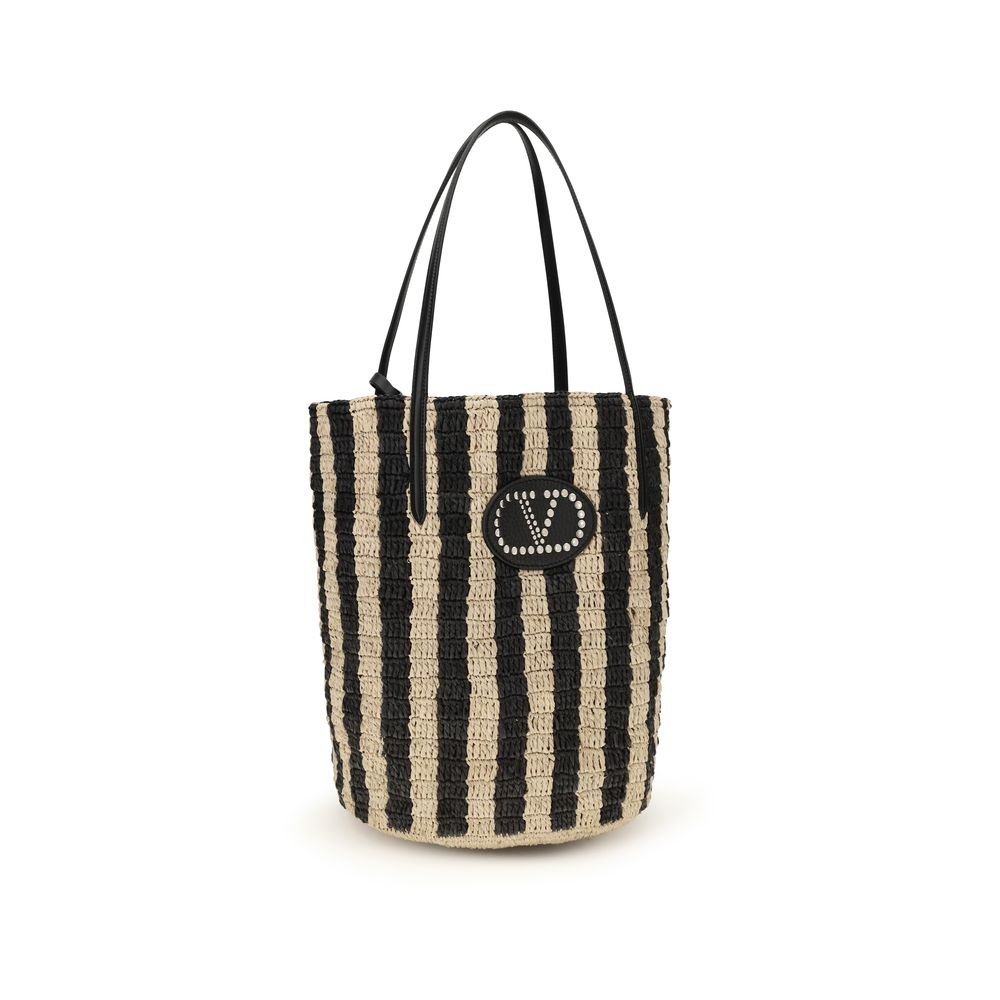 Valentino Garavani Black Raffia Backet Bag - Image 2