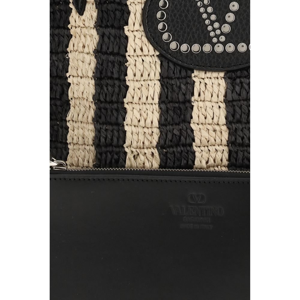 Valentino Garavani Black Raffia Backet Bag - Image 4