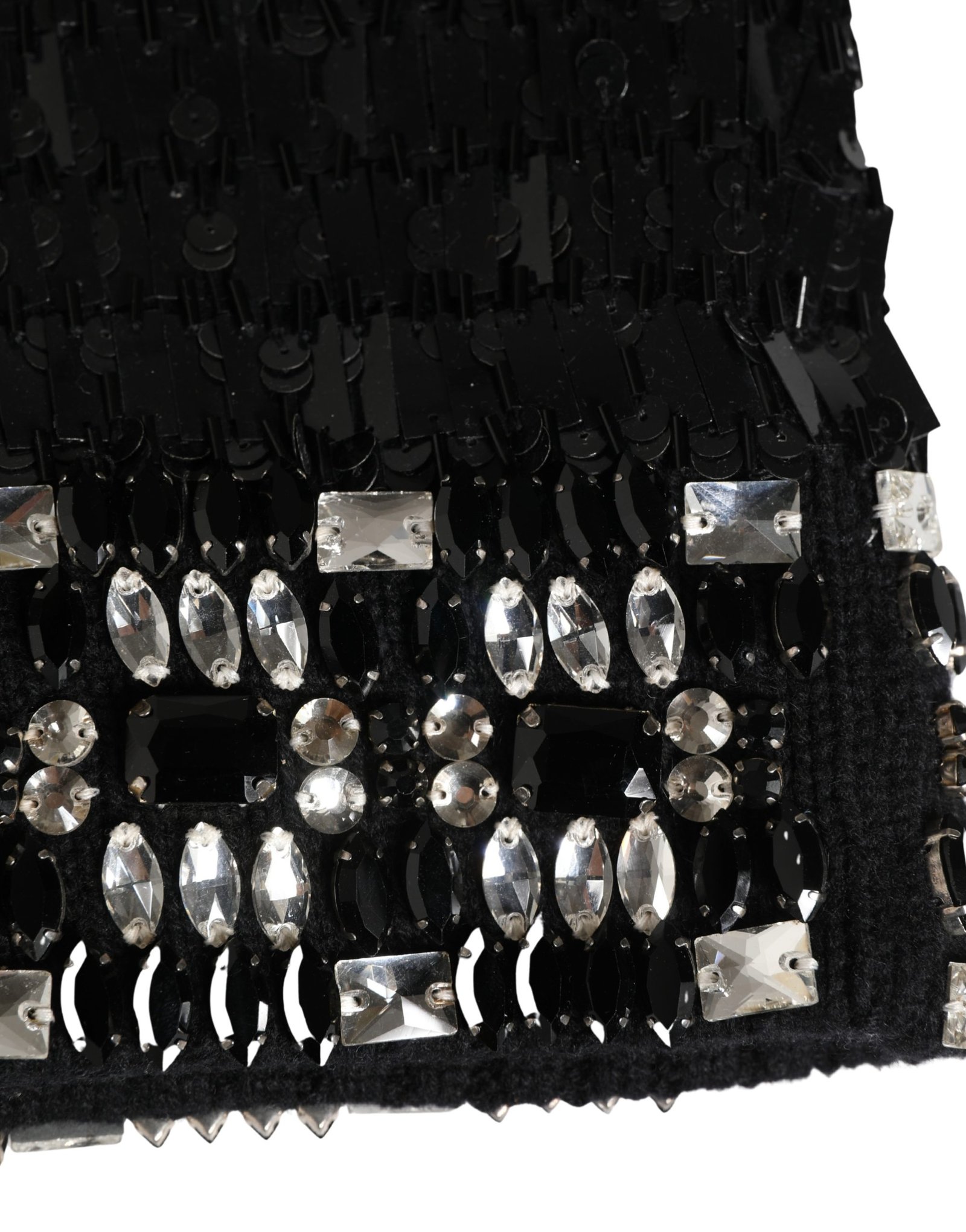 Dolce & Gabbana Black Wool Crystal Embellished Balaclava Hat - Image 3