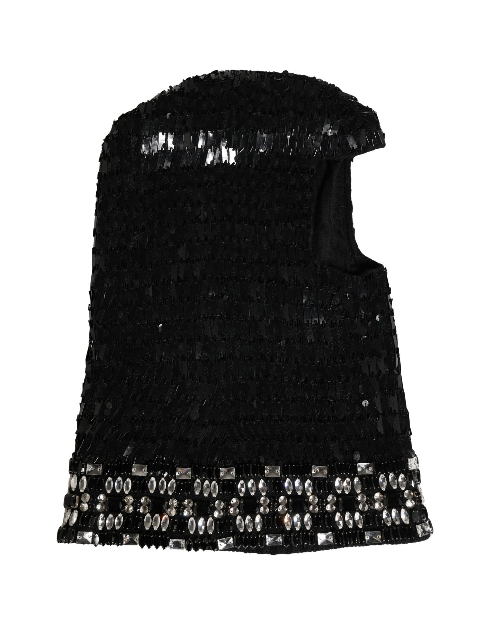 Dolce & Gabbana Black Wool Crystal Embellished Balaclava Hat - Image 4