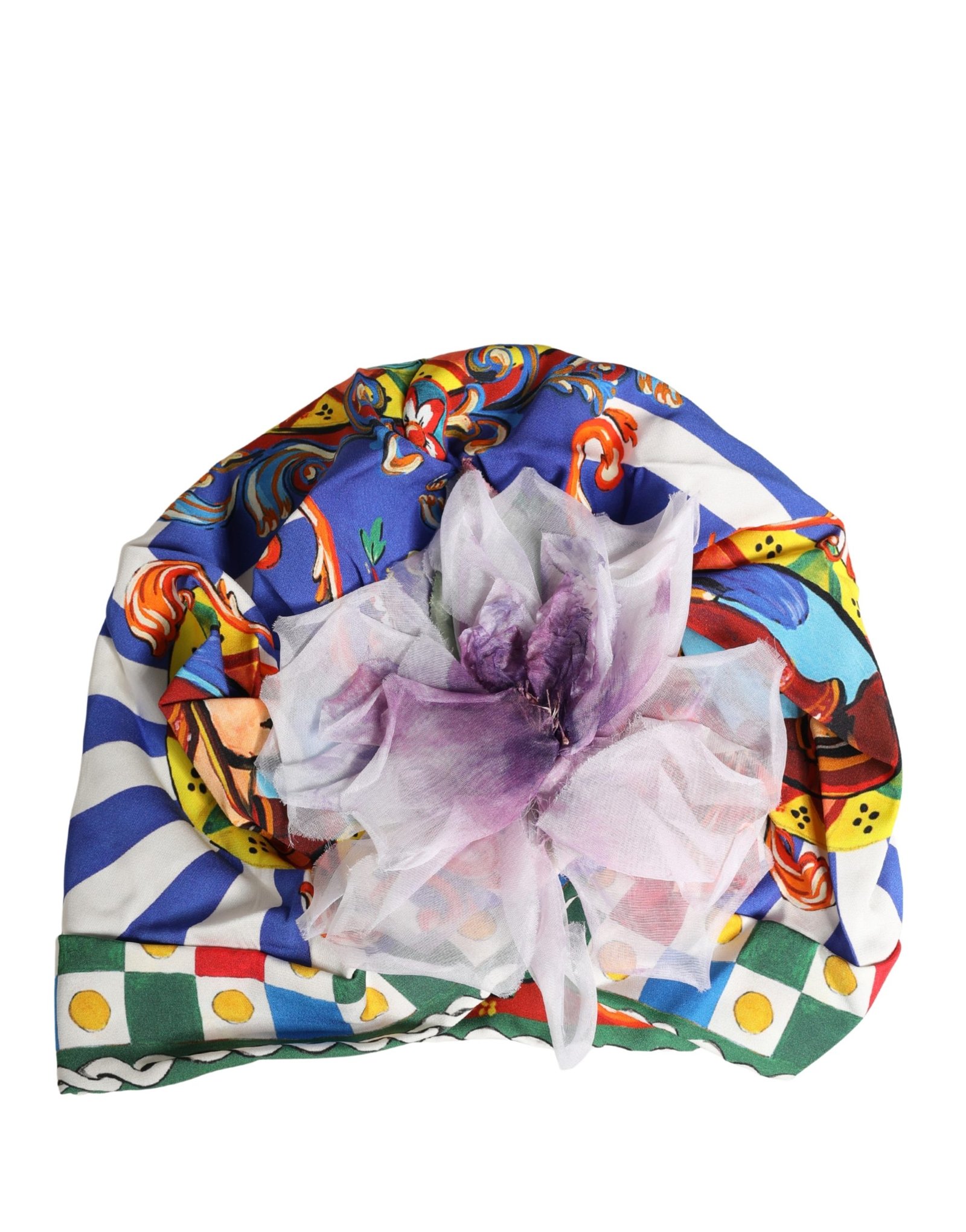 Dolce & Gabbana Multicolor Carretto Motif Turban Headwear Hat - Image 2