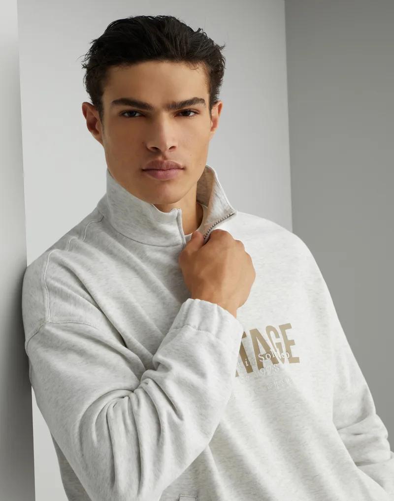 Brunello Cucinelli Silver Cotton Sweatshirt - Image 3