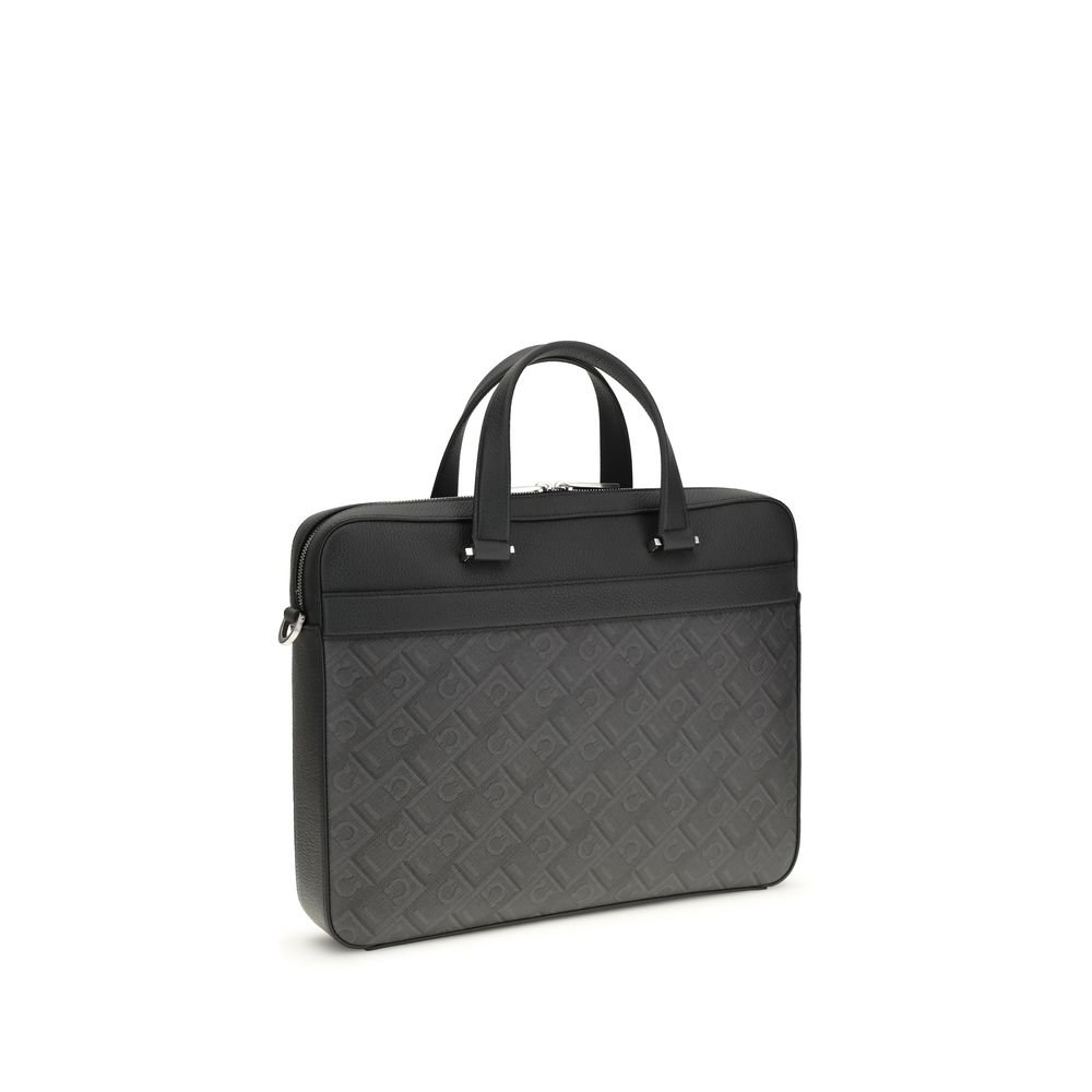 Ferragamo Gray Calf Leather Bos Taurus Briefcase - Image 3