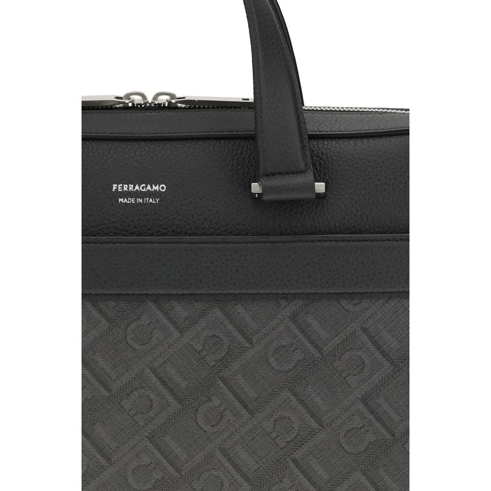 Ferragamo Gray Calf Leather Bos Taurus Briefcase - Image 4