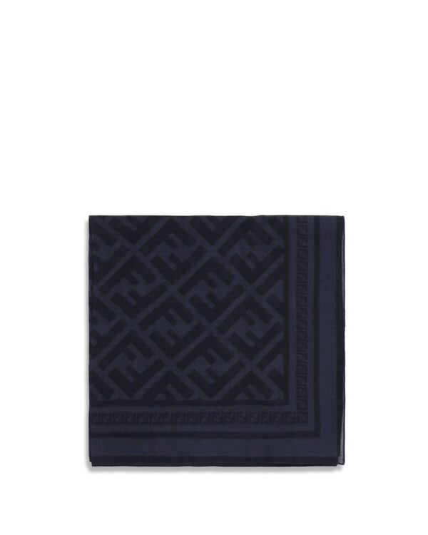 Fendi Blue Wool Oves Aries Scarf