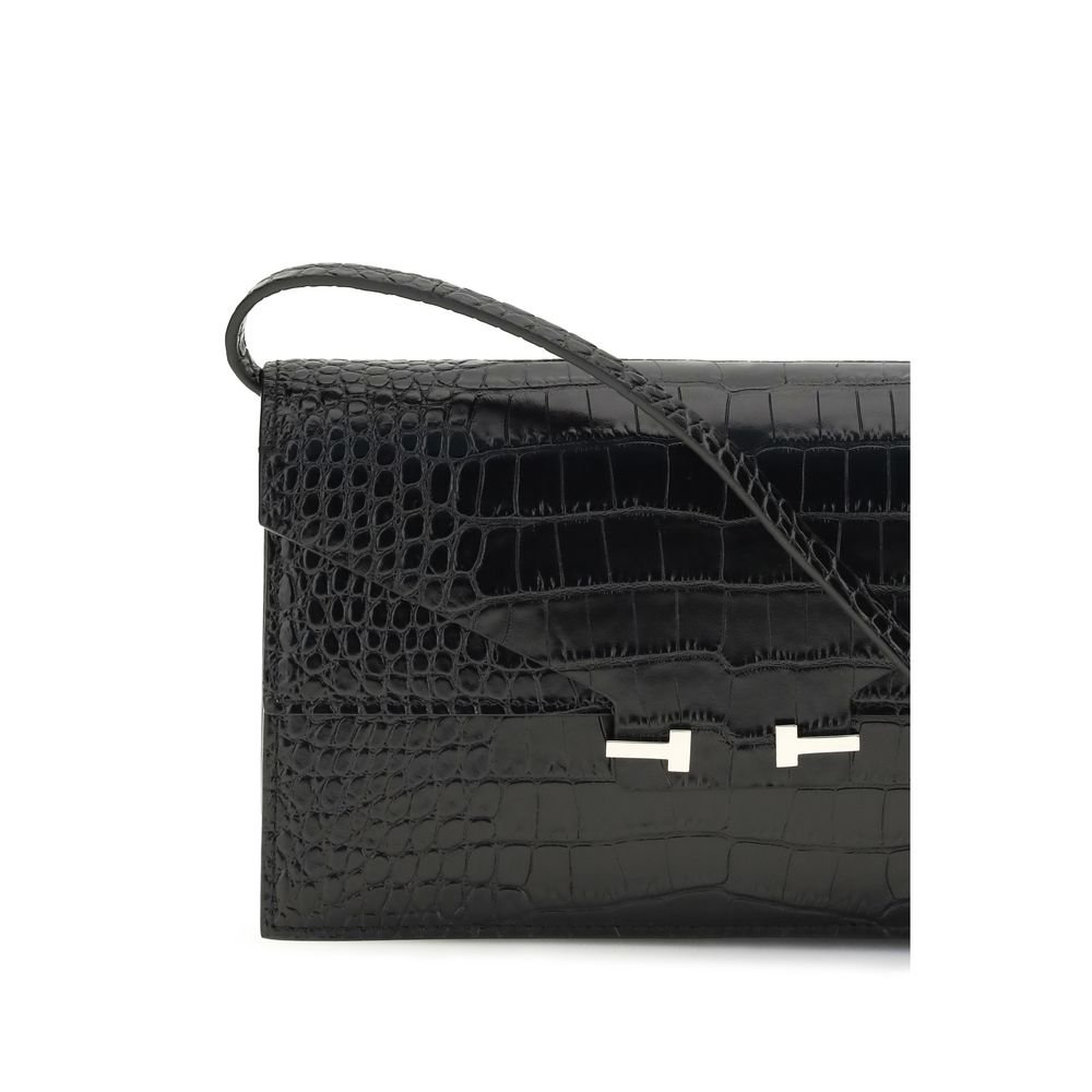 Tom Ford Black Calf Leather Bos Taurus Shoulder Bag - Image 4