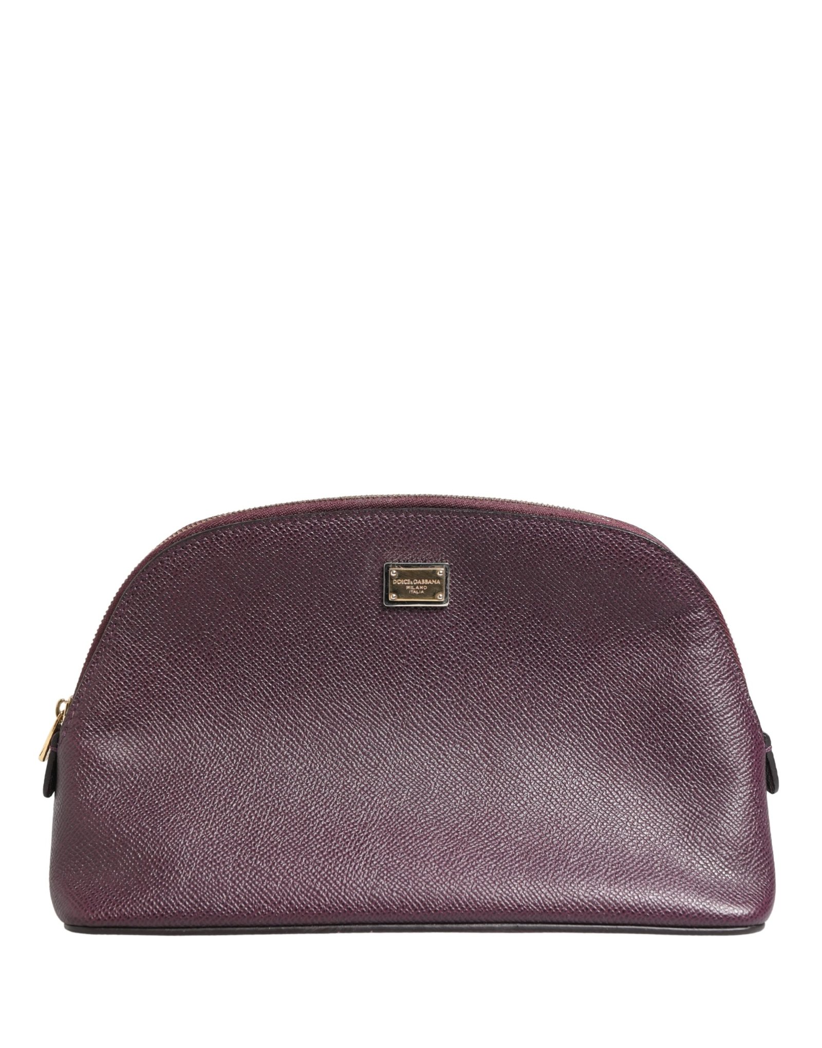 Dolce & Gabbana Dark Purple Leather DG Logo Zip Around Hand Purse Wallet - Image 2
