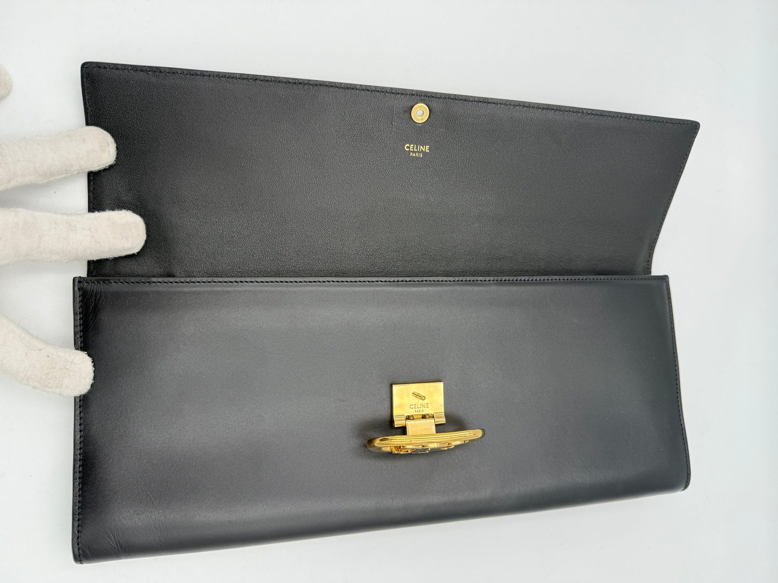 Celine CELINE TRIOMPHE Black Clutch - Image 3