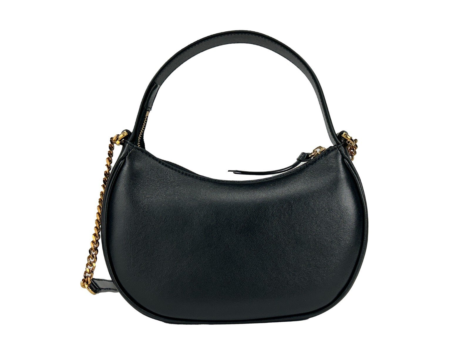 Versace Quilted Black Leather Half Moon Chain Crossbody Bag - Image 3